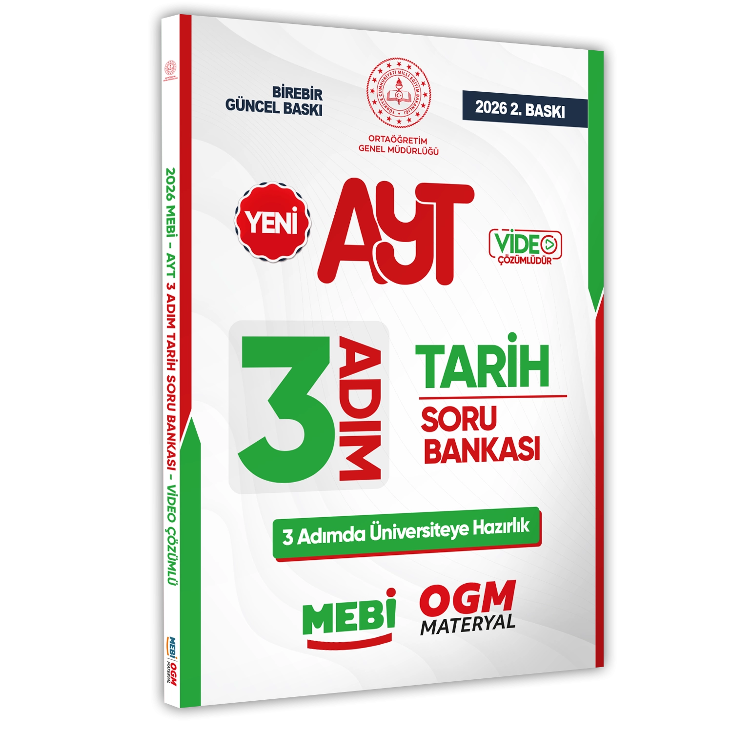 2026 AYT MEBİ-OGM 3 ADIM Tarih Soru Bankası RENKLİ A4 Boyut Video Çözümlü BASKI ÜCRETİ