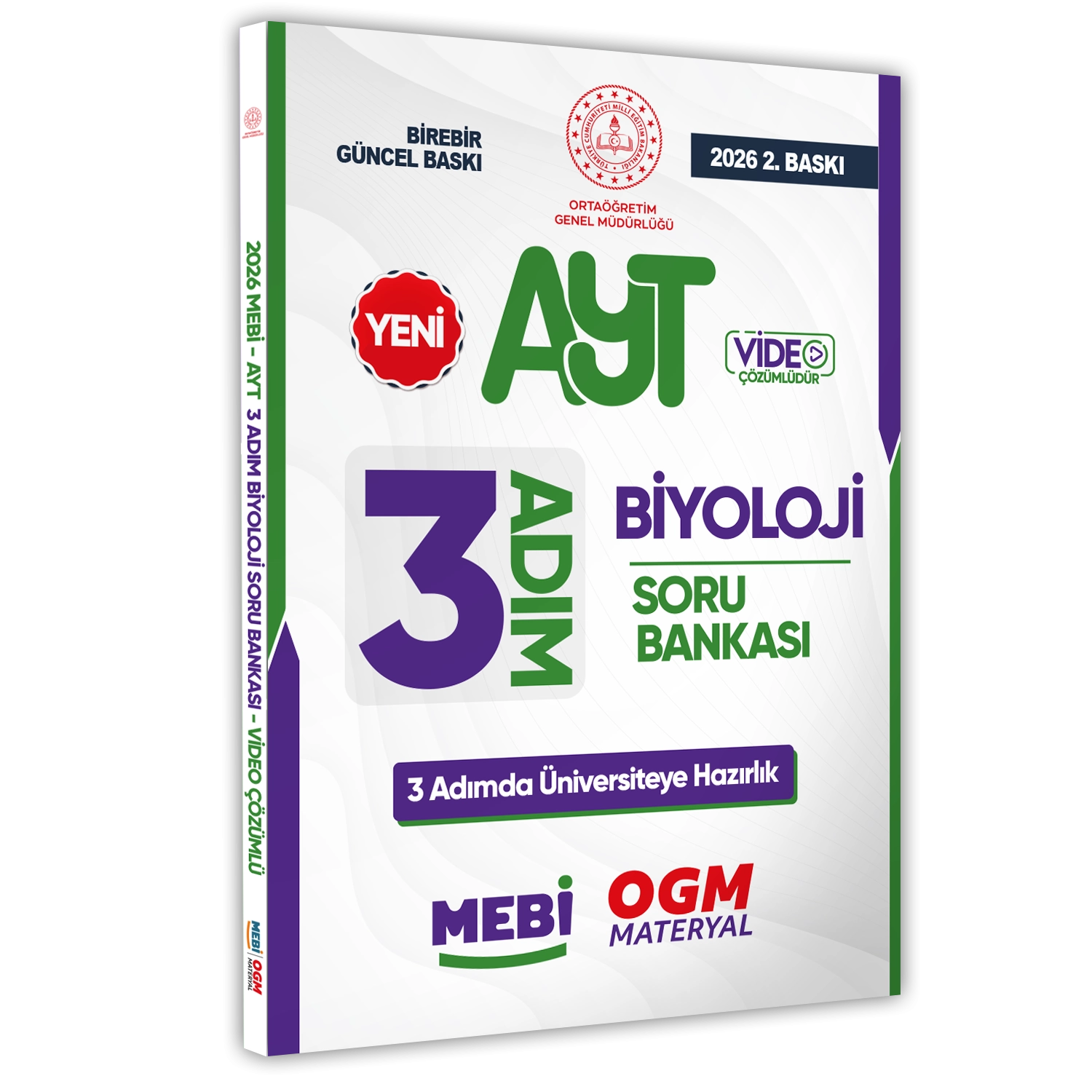 2026 AYT MEBİ-OGM 3 ADIM Biyoloji Soru Bankası RENKLİ A4 Boyut Video Çözümlü BASKI ÜCRETİ