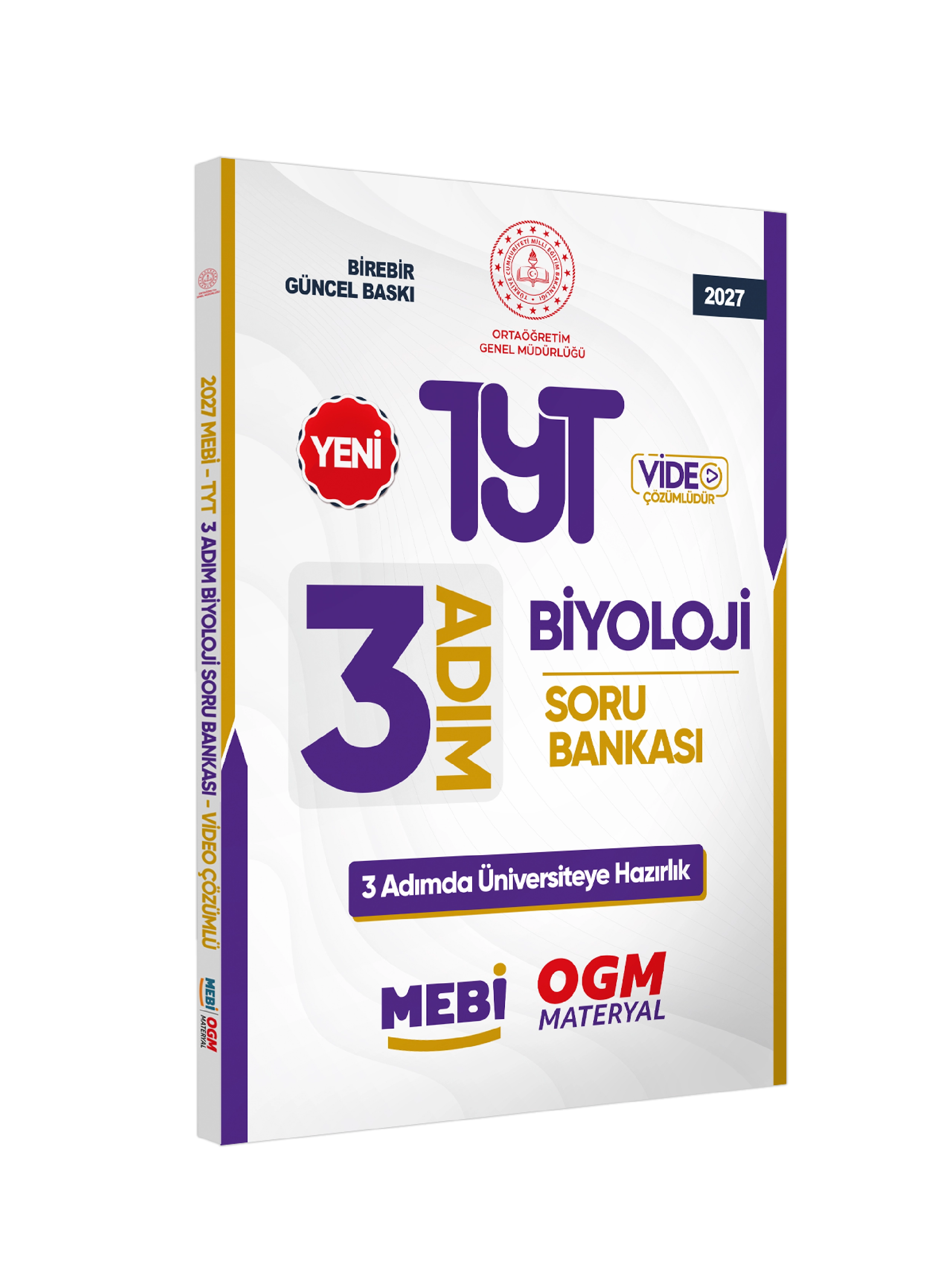 2027 TYT MEBİ-OGM 3 ADIM Biyoloji Soru Bankası RENKLİ A4 Boyut Video Çözümlü BASKI ÜCRETİ