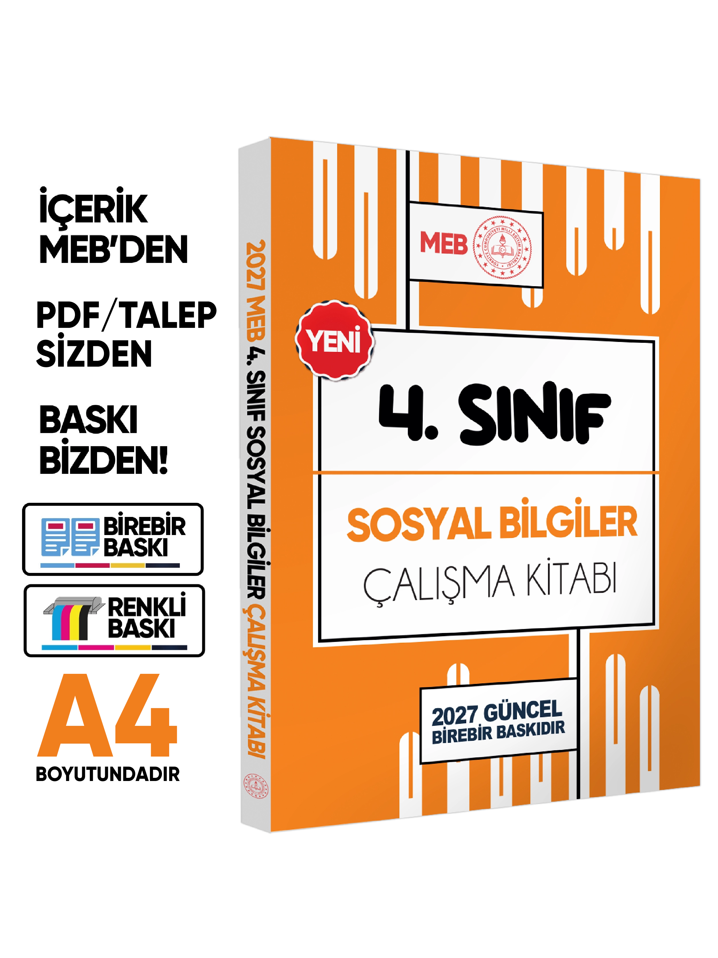 2027 MEB ÖDM İlkokul 4.Sınıf Çalışma Kitabı Alıştırmalı Soru Bankası 4lü SET RENKLİ BASKI ÜCRETİ