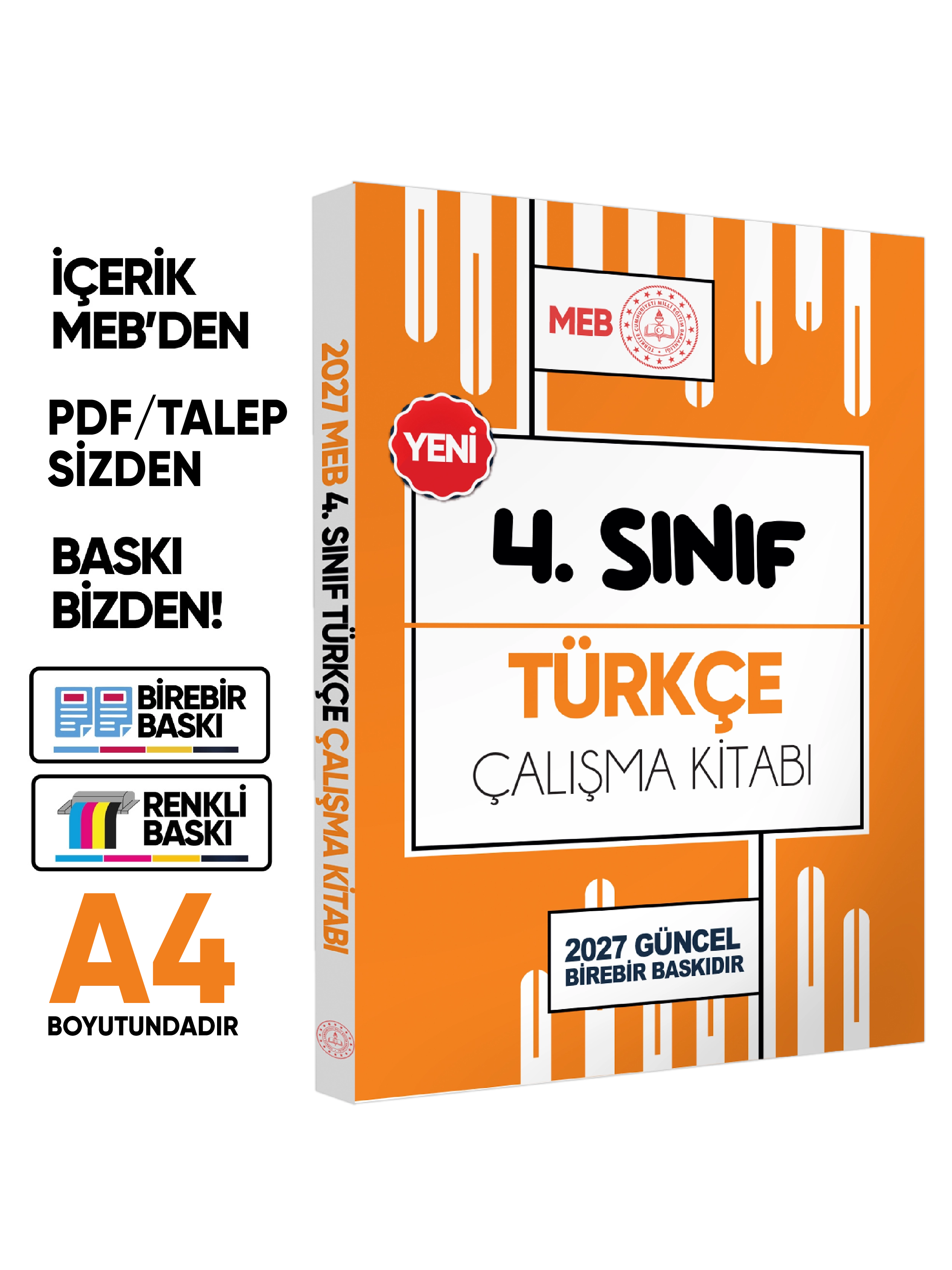 2027 MEB ÖDM İlkokul 4.Sınıf Çalışma Kitabı Alıştırmalı Soru Bankası 4lü SET RENKLİ BASKI ÜCRETİ