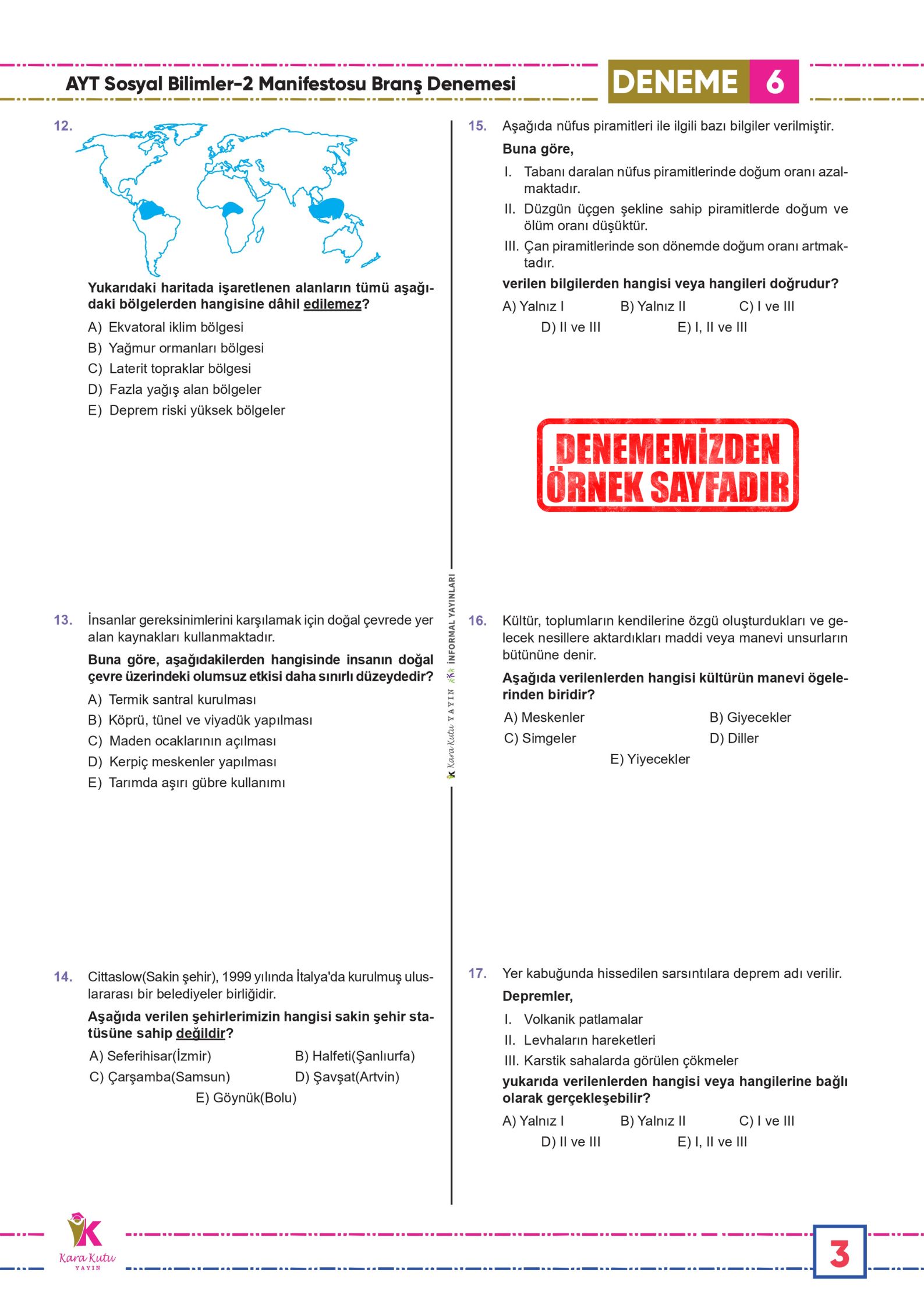 2025 YKS AYT Sosyal Bilimlerin (2) Manifestosu BRANŞ Deneme Paketi 10lu Dijital Çözümlü