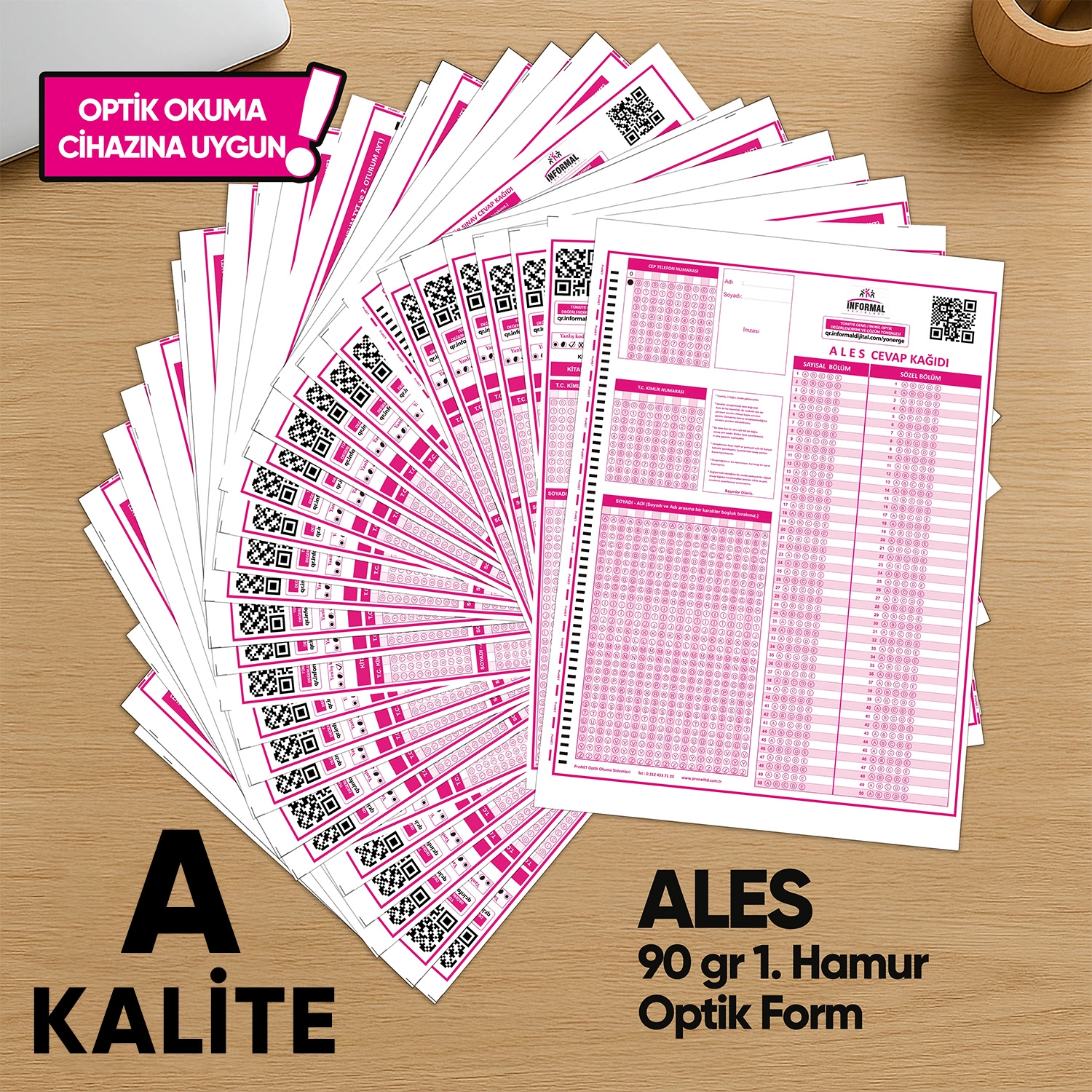ALES Deneme Sınavları İçin 500 Adet (90.GR) Optik Form - Optik Okuma Uyumlu