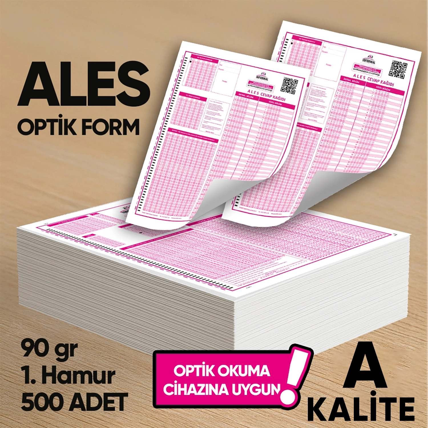 ALES Deneme Sınavları İçin 500 Adet (90.GR) Optik Form - Optik Okuma Uyumlu