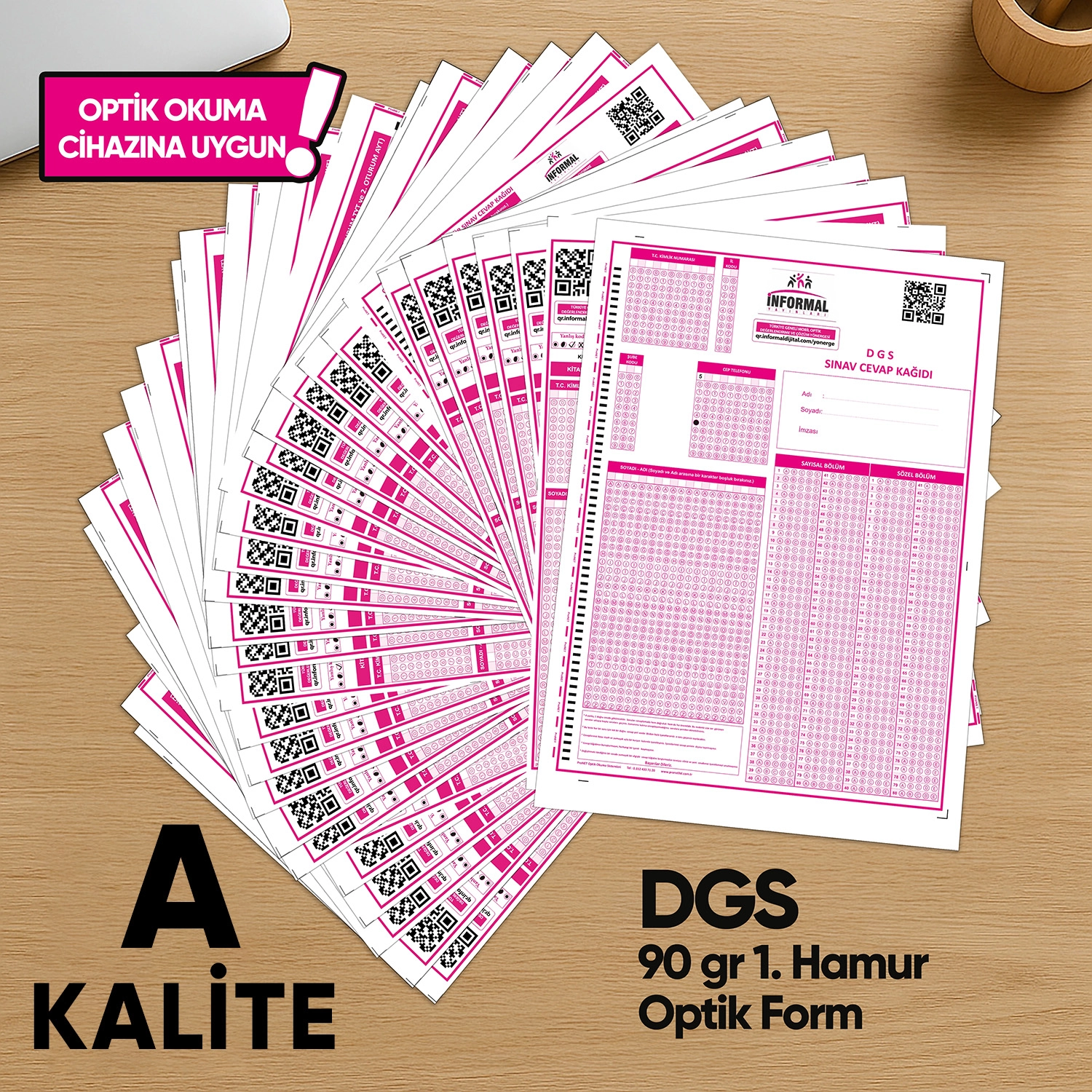 DGS Deneme Sınavları İçin 500 Adet (90.GR) Optik Form - Optik Okuma Uyumlu
