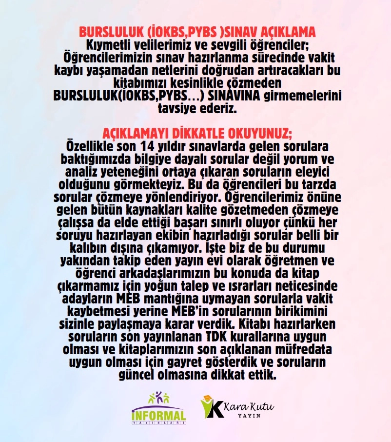 2027 5.Sınıf YENİ SİSTEM İOKBS BURSLULUK ALTIN PAKET Deneme Seti ve Çıkmış Soru Bankası Çözümlü