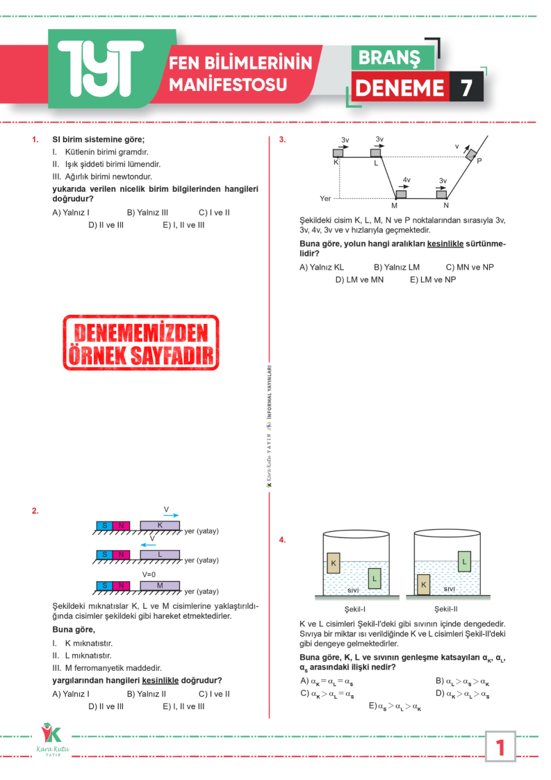 2025 YKS TYT Fen Bilimlerinin Manifestosu BRANŞ Deneme Paketi 10lu Dijital Çözümlü