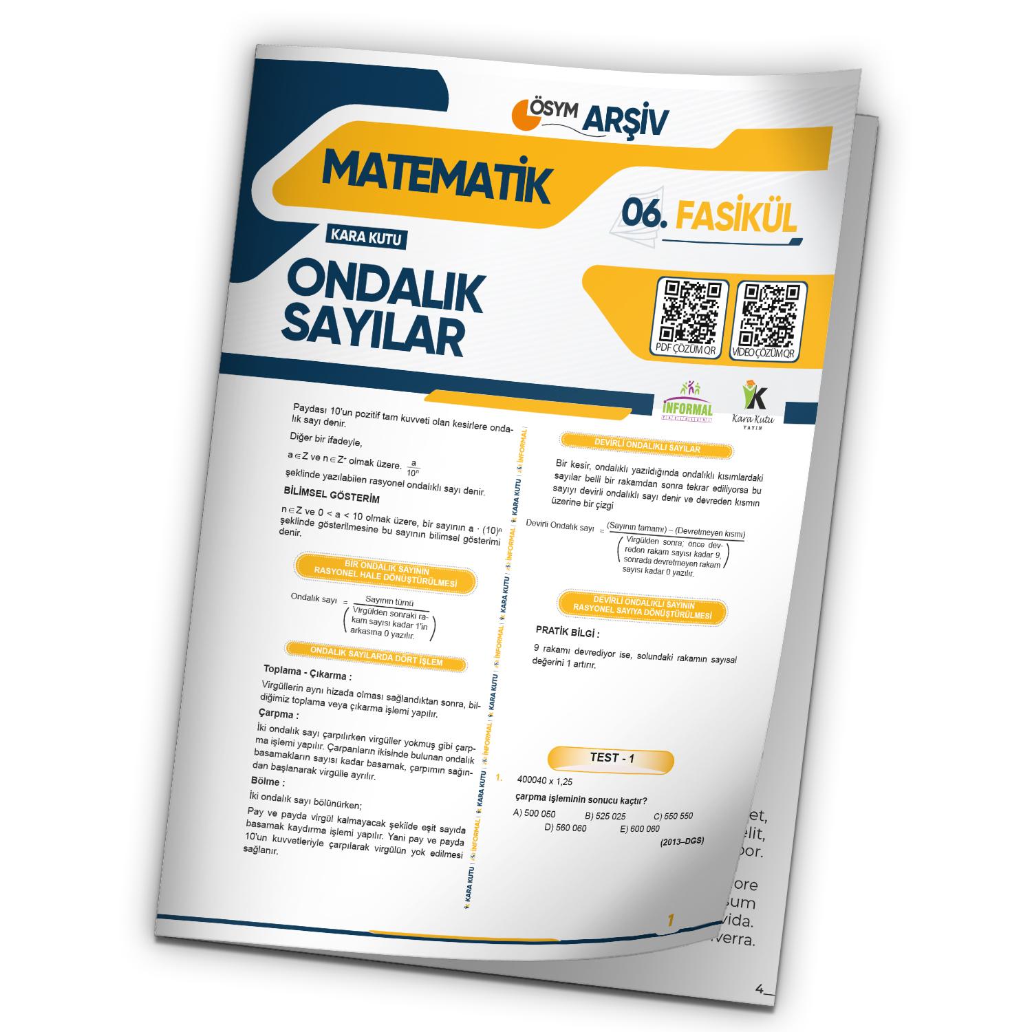 2025 ALES Matematik Kara Kutu Ondalık Sayılar 6.Fasikül ÖSYM Çıkmış Soru Bankası Modüler Set Çözümlü