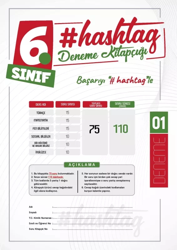 2027 6.Sınıf #hashtag Kazanım Değerlendirme Sınavı 6lı SARMAL Deneme Paketi Çözümlü Türkiye Geneli