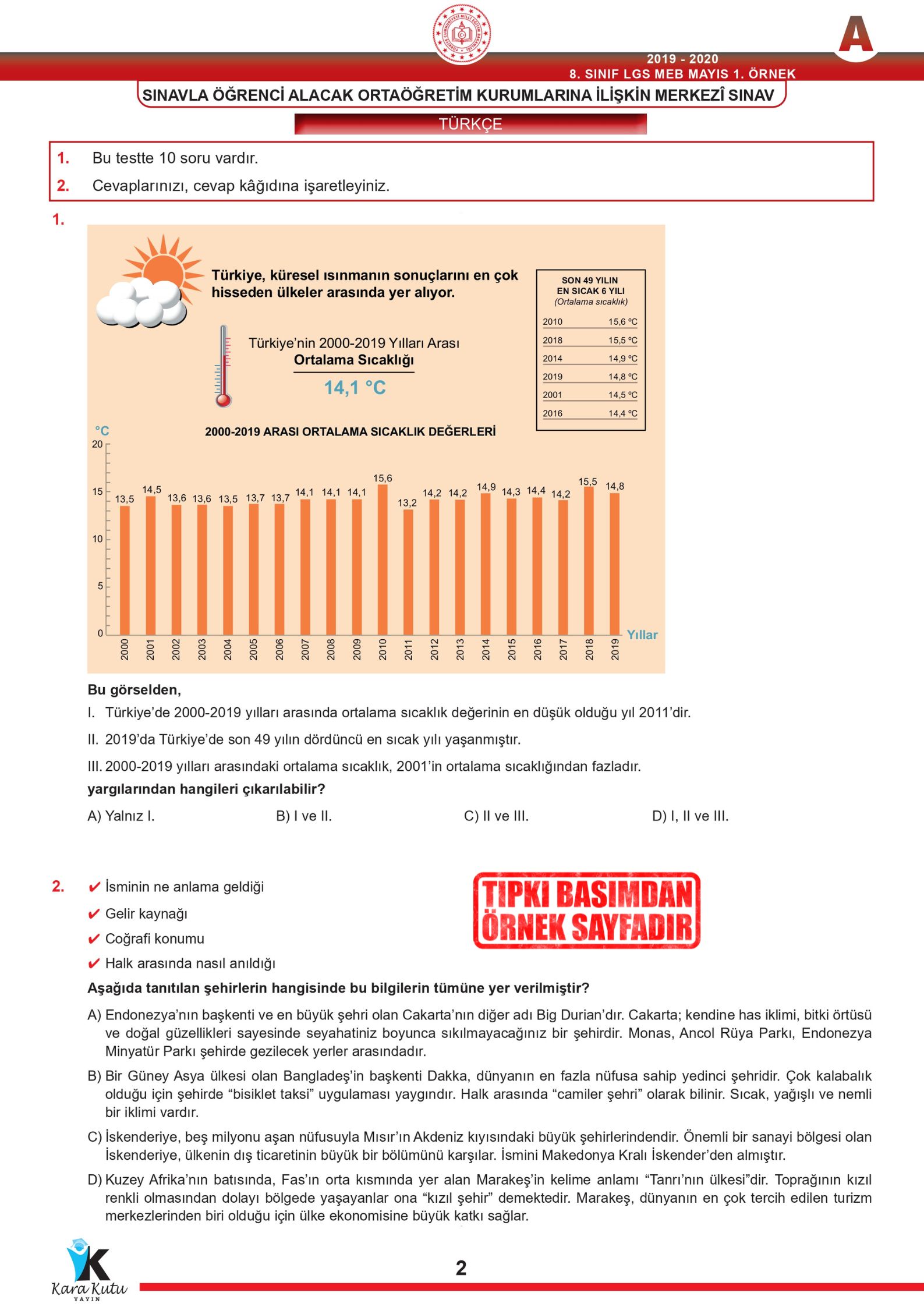 2026 8.Sınıf LGS Mayıs Ayı MEB Örnek Soru Tıpkı Basım 6lı Sarmal Deneme Paketi Dijital Çözümlü