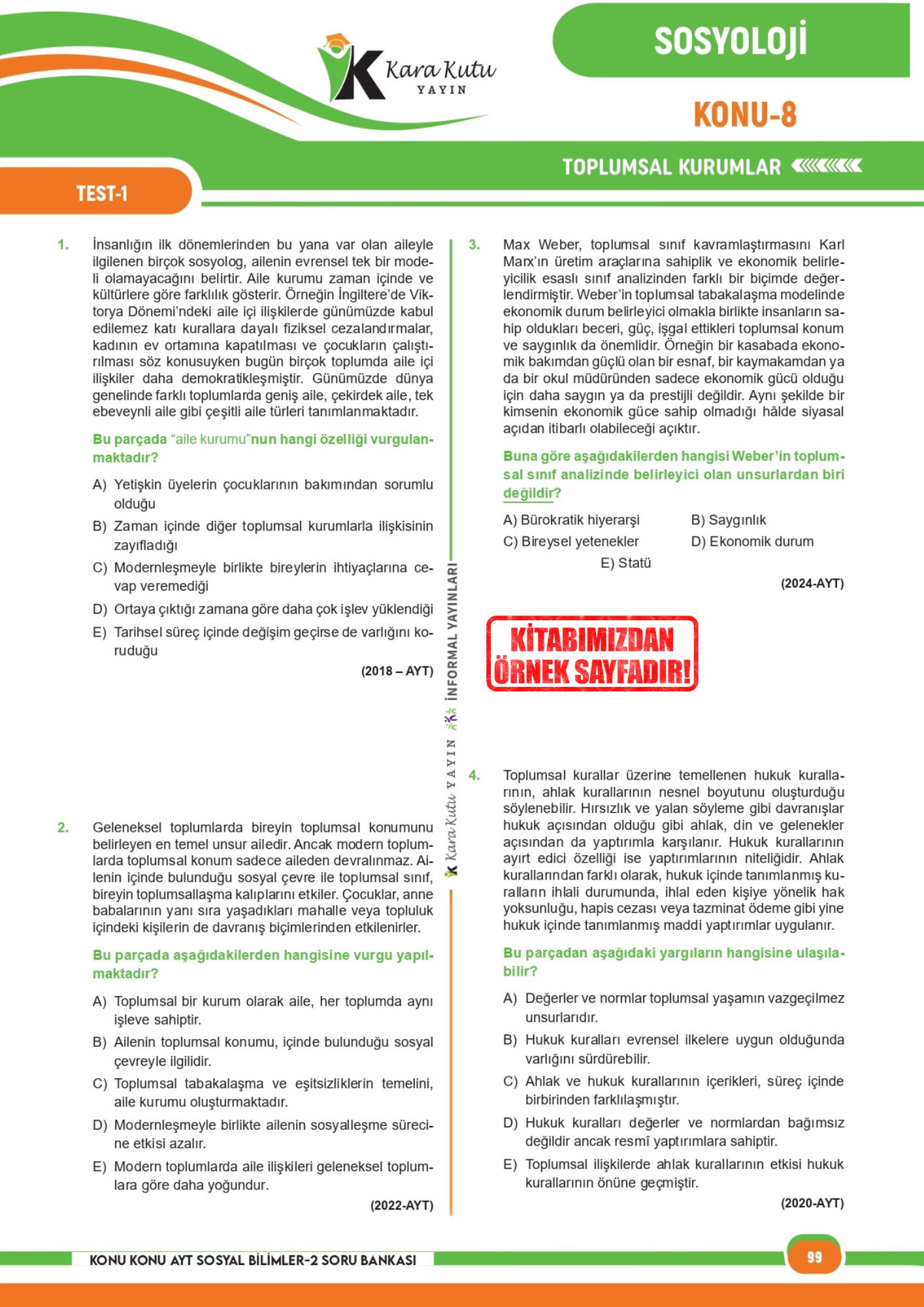 2027 YKS-AYT Sosyal Bilimler 2 Kara Kutu ÖSYM Çıkmış Soru Konu Konu Son 9 Yıl Video/PDF Çözümlü