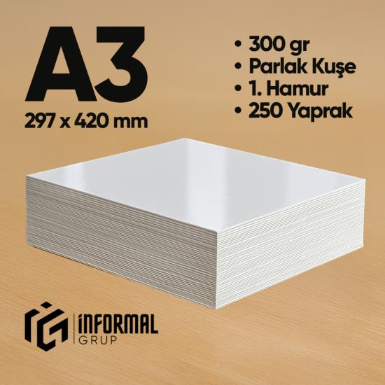 İnformal Fotokopi Kağıdı Premium Kalite A3 300 gr Parlak Kuşe 250 Yaprak 1. Hamur