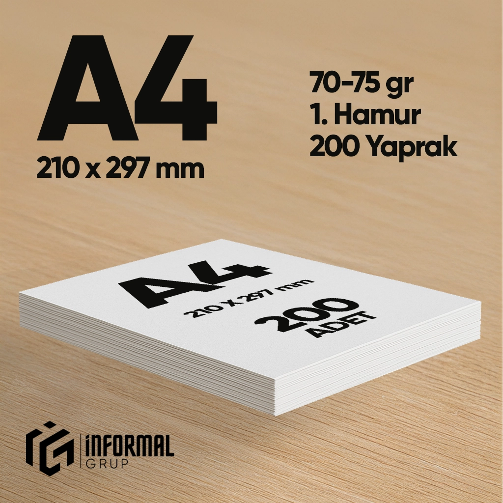 İnformal Fotokopi Kağıdı Premium Kalite A4 200 Yaprak 1. Hamur