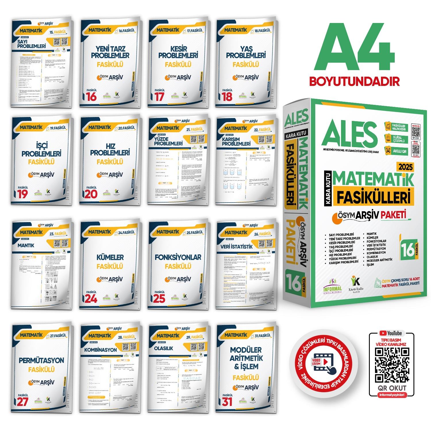 2025 ALES MATEMATİK Kara Kutu 2.Cilt Fasikül SETİ (16lı) ÖSYM Çıkmış Soru Bankası Çözümlü