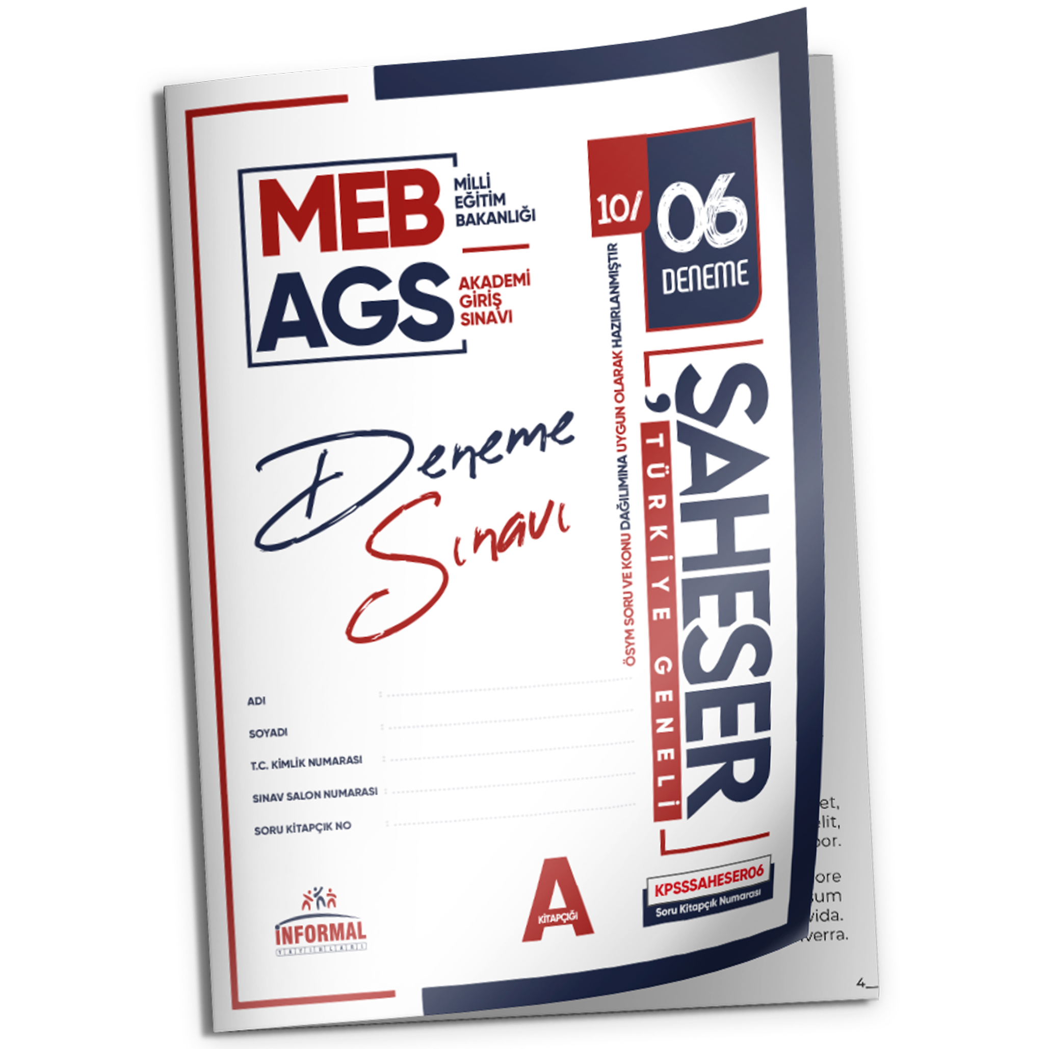 2026 MEB AGS Şaheser YENİ SİSTEM 5 Adet 6-7-8-9-10 nolu KURUMSAL Çözümlü Deneme (TG Değerlendirme)