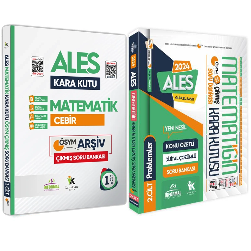 ALES Matematik Kara Kutu 1.ve 2.Cilt Konu Özetli D.Çözümlü ÖSYM Soru Bankası SET PAKET