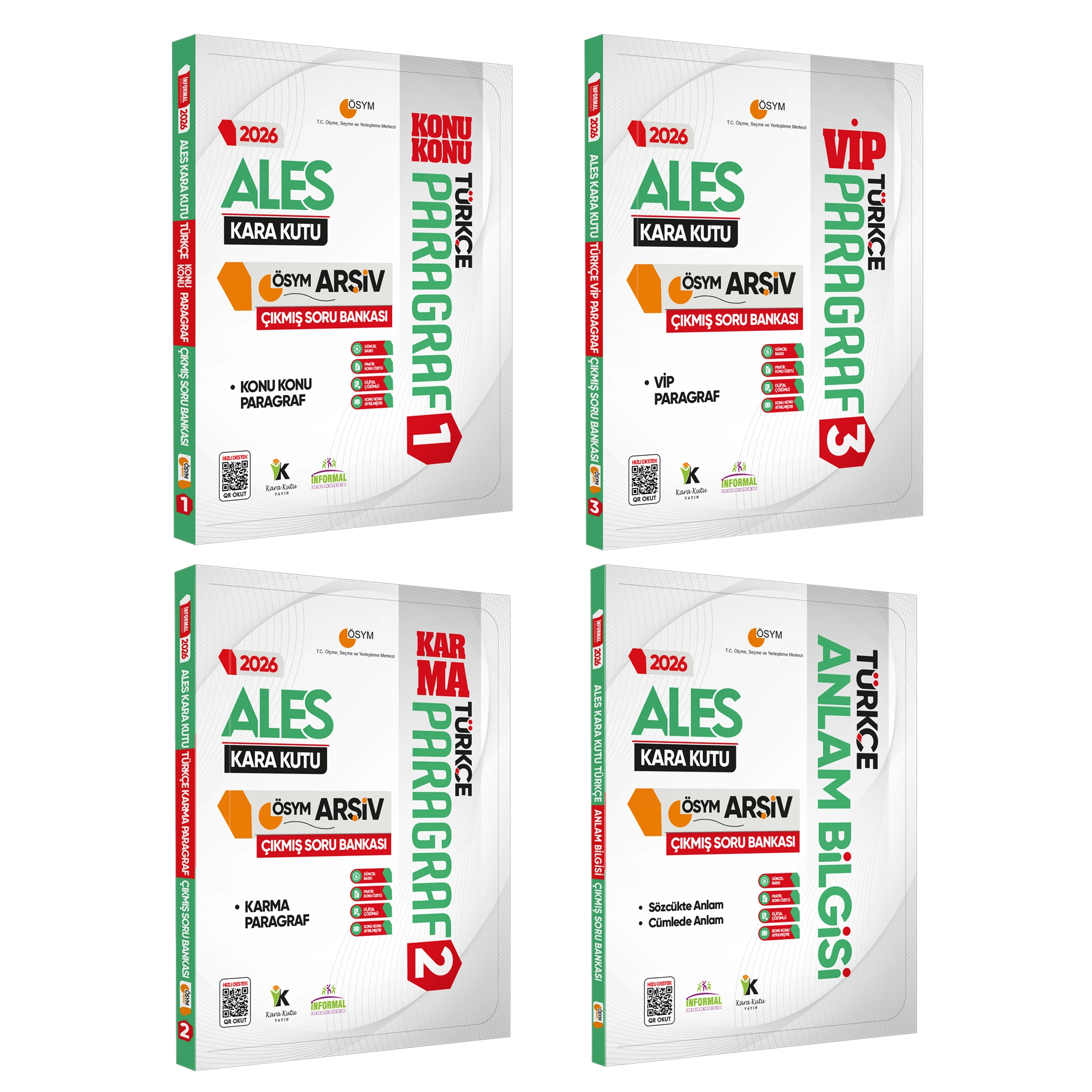 2026 ALES Türkçe Kara Kutu ÖSYM Çıkmış Soru Bankası 4lü SET Konu Özetli Dijital Çözümlü