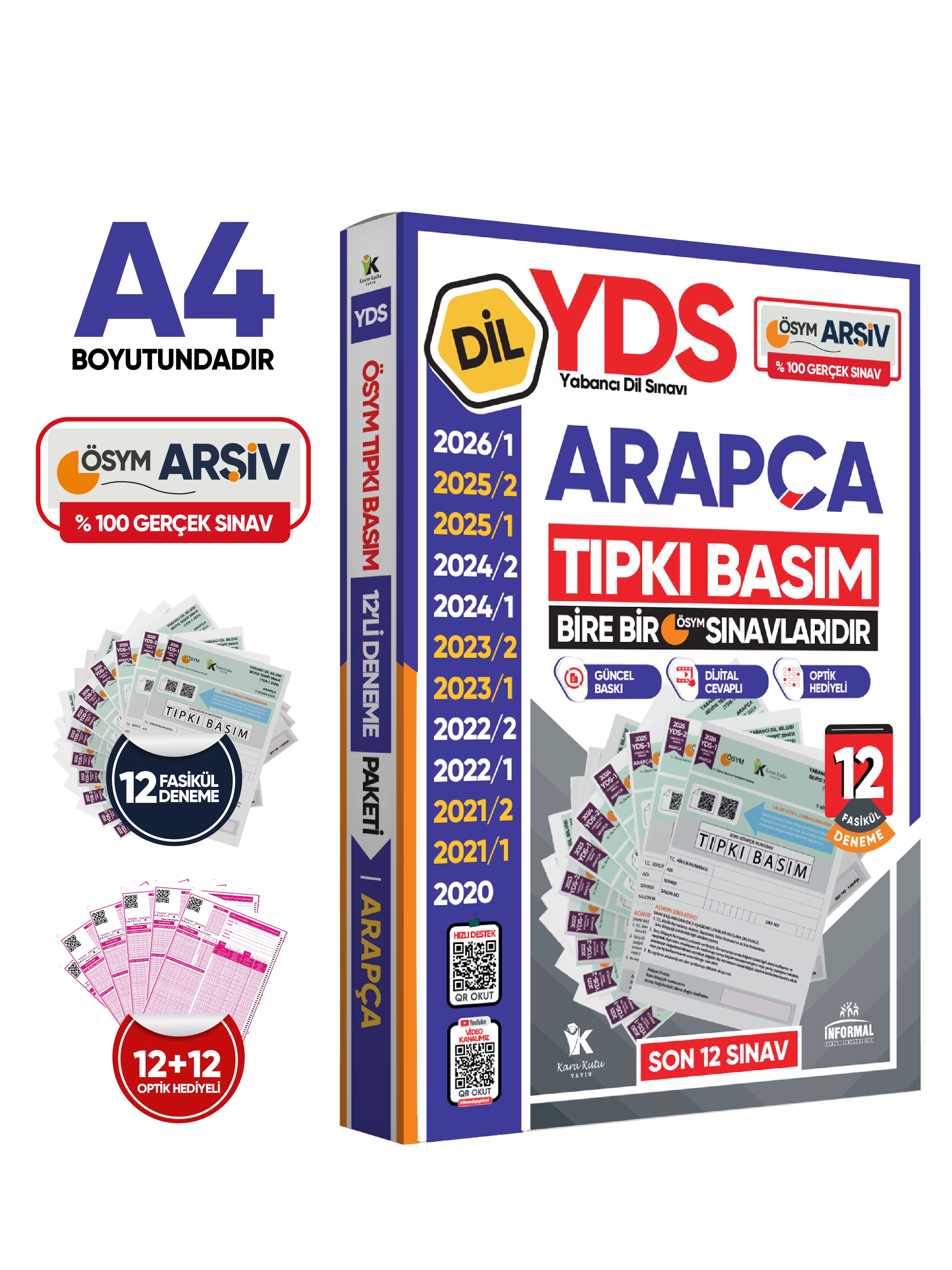 2026 YDS Arapça ÖSYM Tıpkı Basım Çıkmış Soru Deneme Paketi Dijital Çözümlü 12li Fasikül SETİ