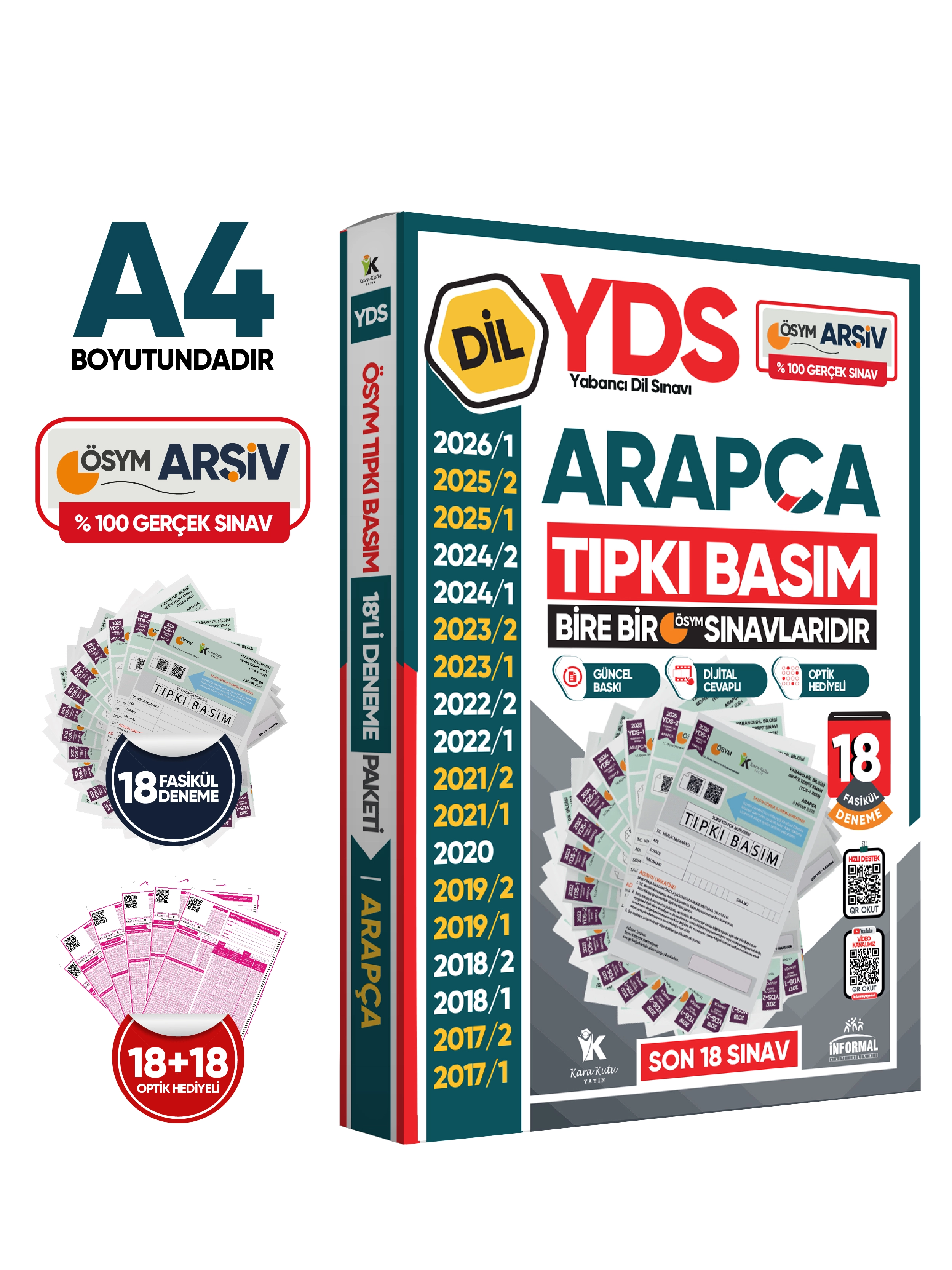 2026 YDS Arapça ÖSYM Tıpkı Basım Çıkmış Soru Deneme Paketi Dijital Çözümlü 18li Fasikül SETİ