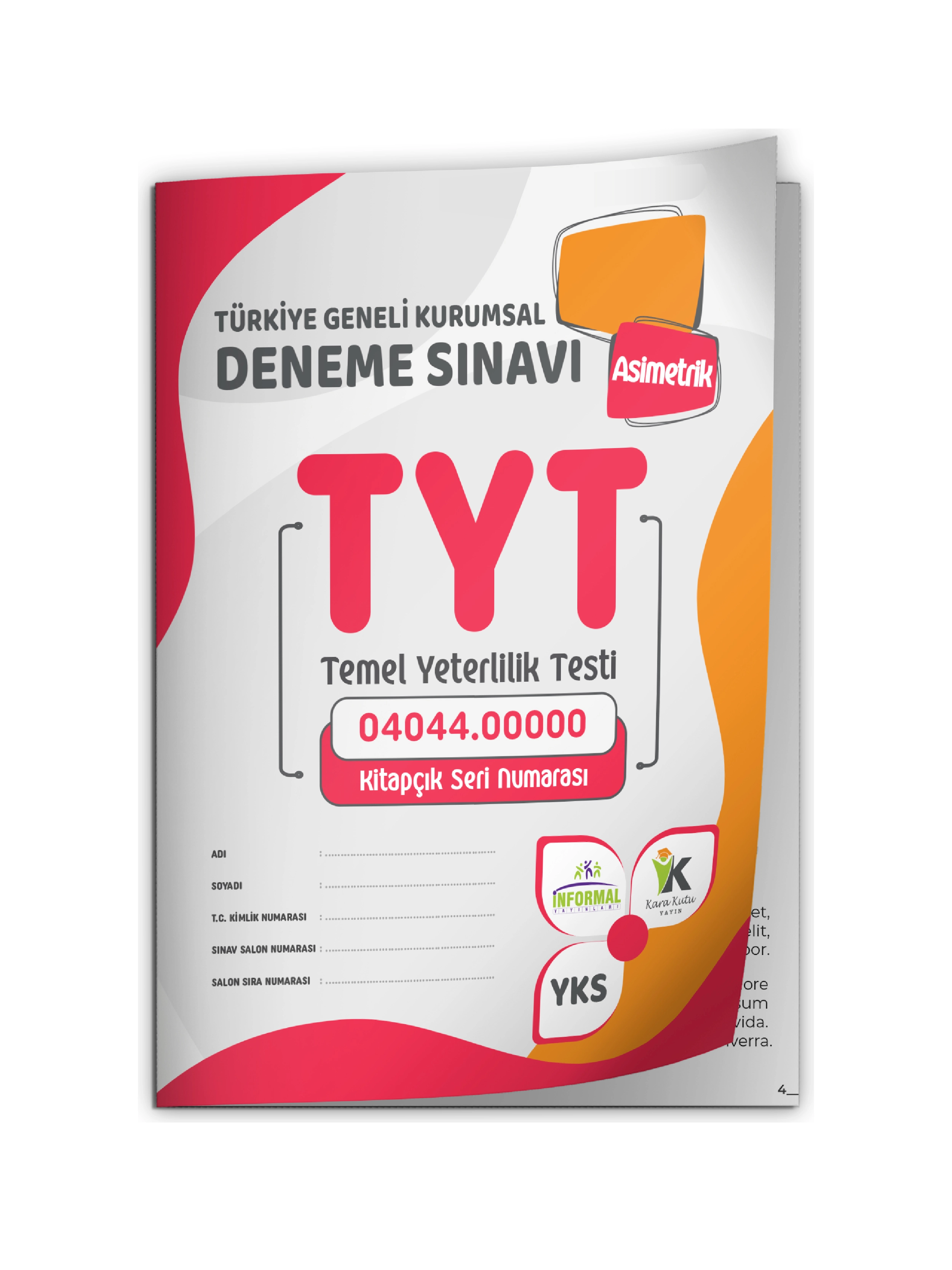 2026 TYT Asimetrik Yayınları KURUMSAL Türkiye Geneli ASİMETRİK Deneme Kitapçığı