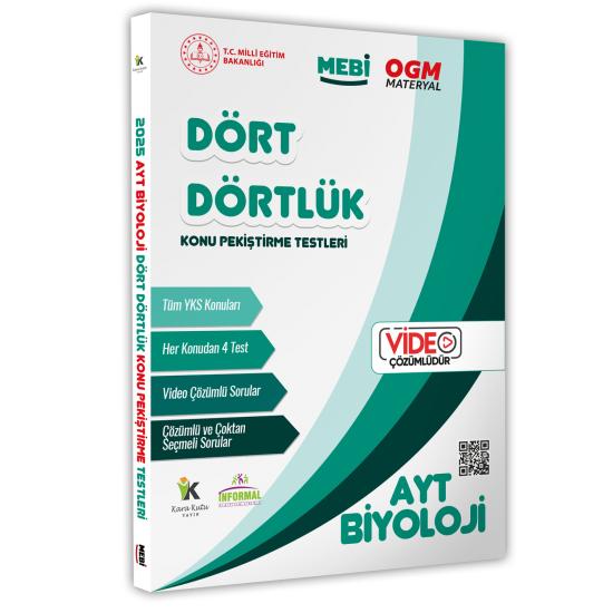 2025 YKS-AYT MEBİ-OGM Dört Dörtlük Biyojoloji Pekiştirme Testi A4 Renkli Soru Bankası Video Çözümlü
