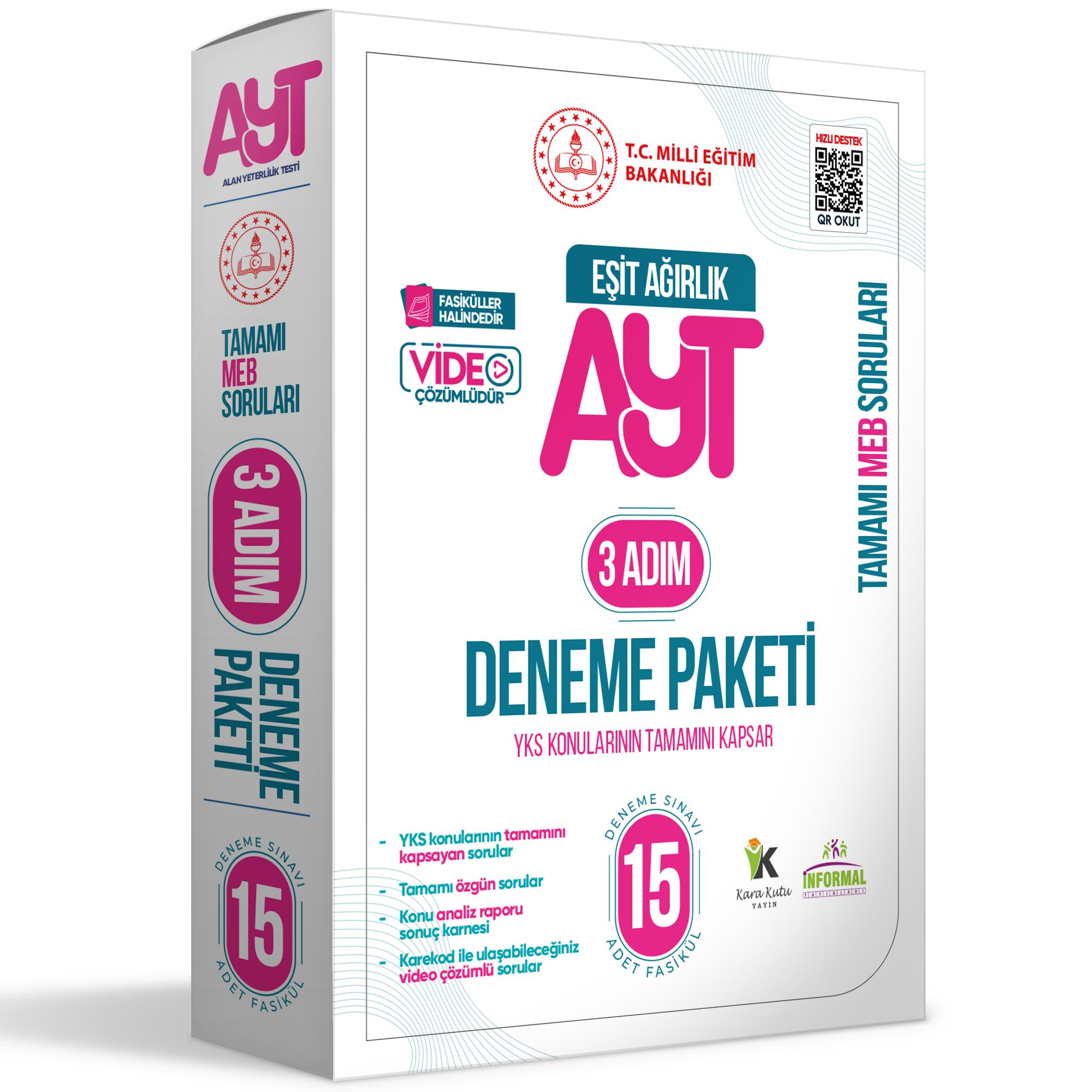 2026 3 Adım YKS-AYT Eşit Ağırlık (TM) MEBİ Özgün Sorular 15li Deneme Fasikül Paketi Video Çözümlü