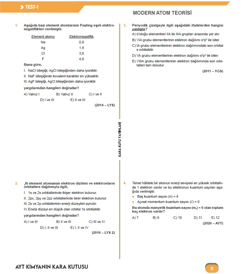 2026 YKS-AYT Kimyanın Kara Kutusu ÖSYM Çıkmış Soru Havuzu Bankası Konu Özetli Dijital Çözümlü