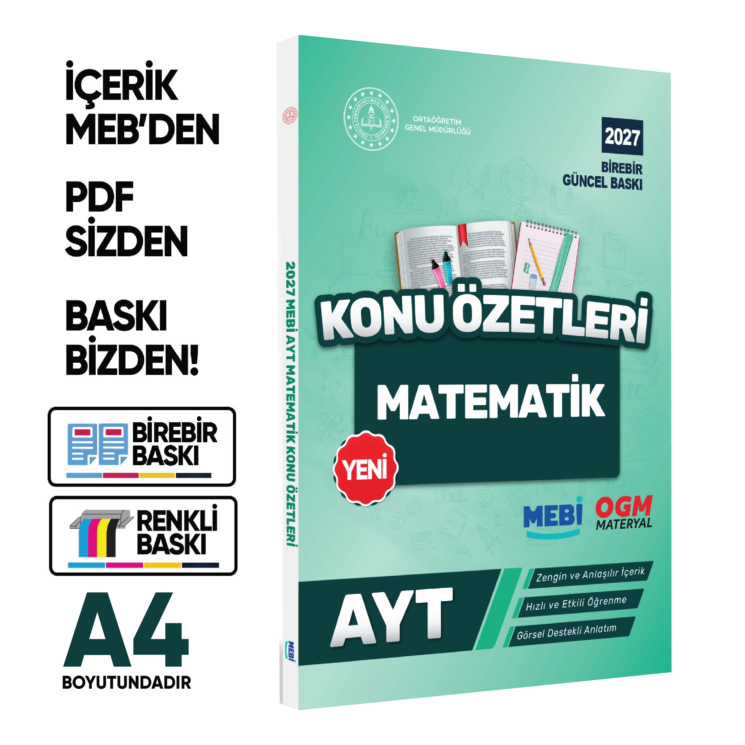 2027 YKS-AYT MEBİ-OGM Matematik Pratik Konu Özet Kitabı RENKLİ A4 Boyut Görsel Destekli BASKI ÜCRETİ