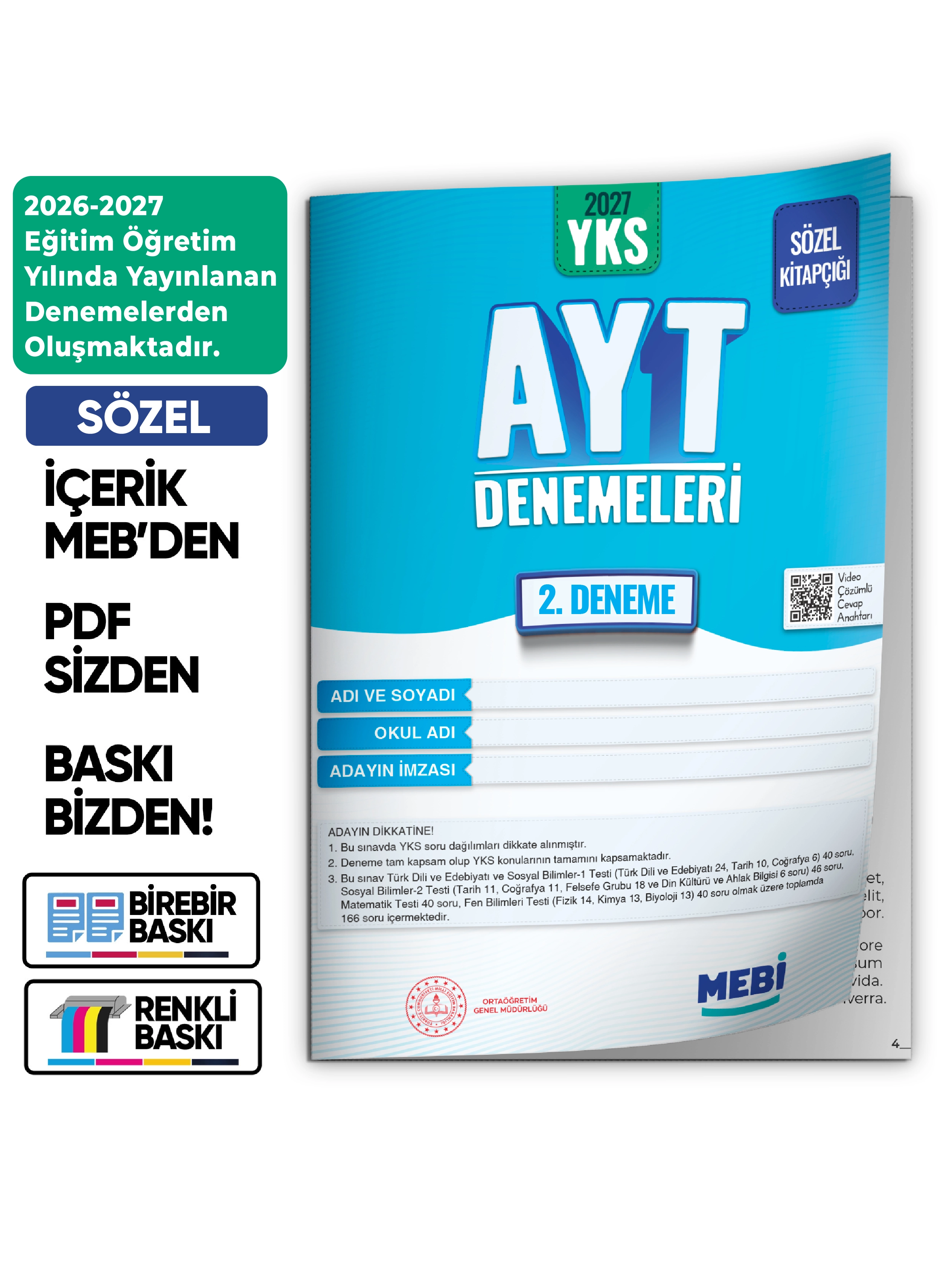 2027 YKS-AYT SÖZEL MEBİ ONLİNE Türkiye Geneli 2. Deneme Büyük Boy RENKLİ BASKI ÜCRETİ
