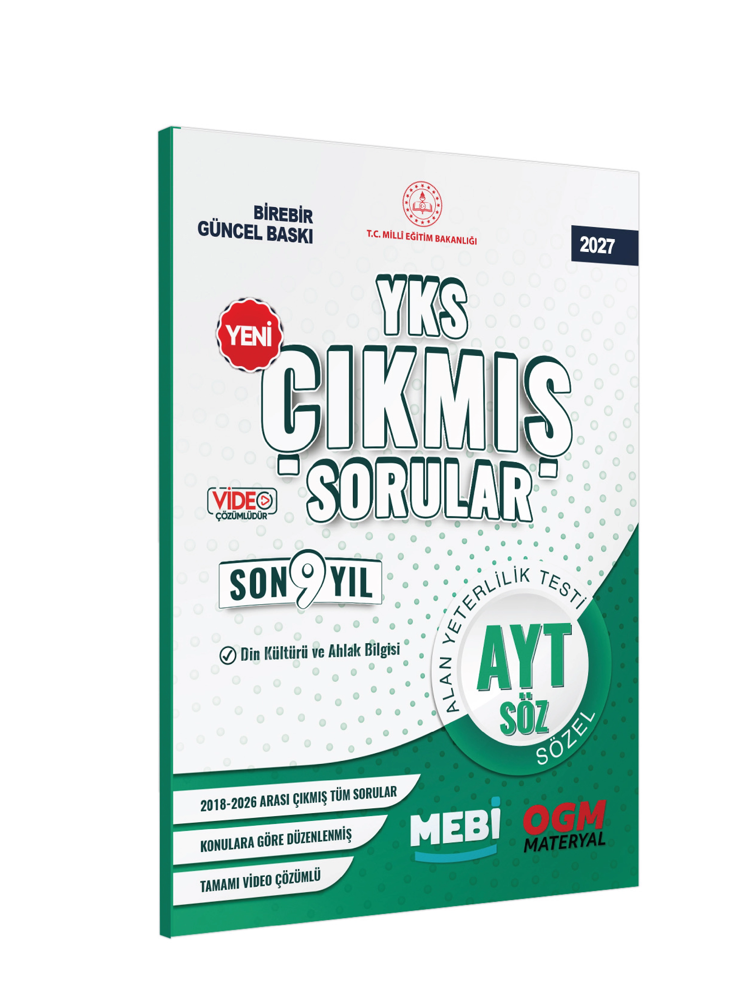 2027 YKS-AYT MEBİ DİN KÜLTÜRÜ ve AHLAK BİLGİSİ ÖSYM Çıkmış Soru Bankası SÖZEL Son 9 Yıl BASKI ÜCRETİ