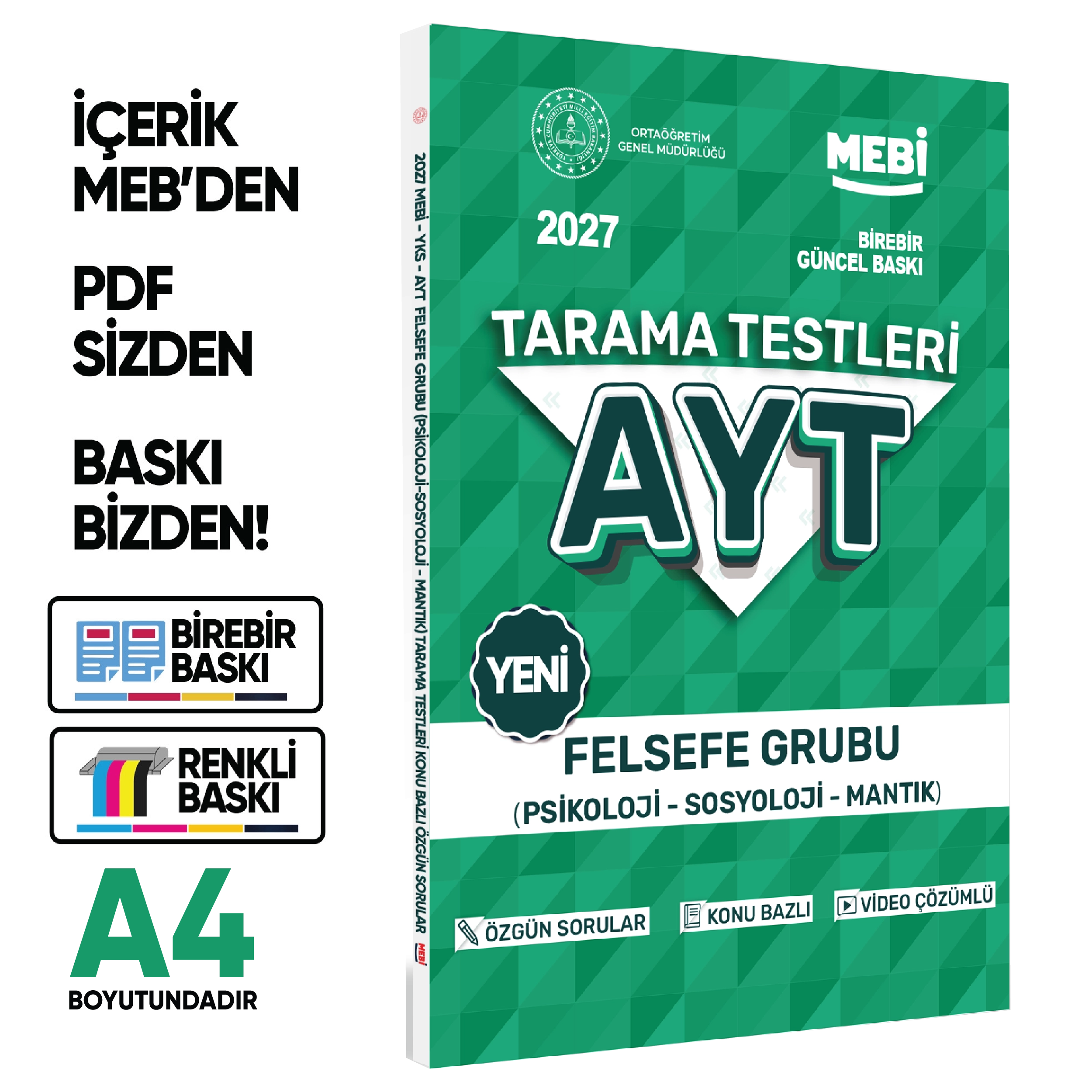 2027 YKS-AYT MEBİ-OGM 4lü Özgün Tarama Sözel (SÖZ) Test Kitabı SETİ A4 Boyut BASKI ÜCRETİ