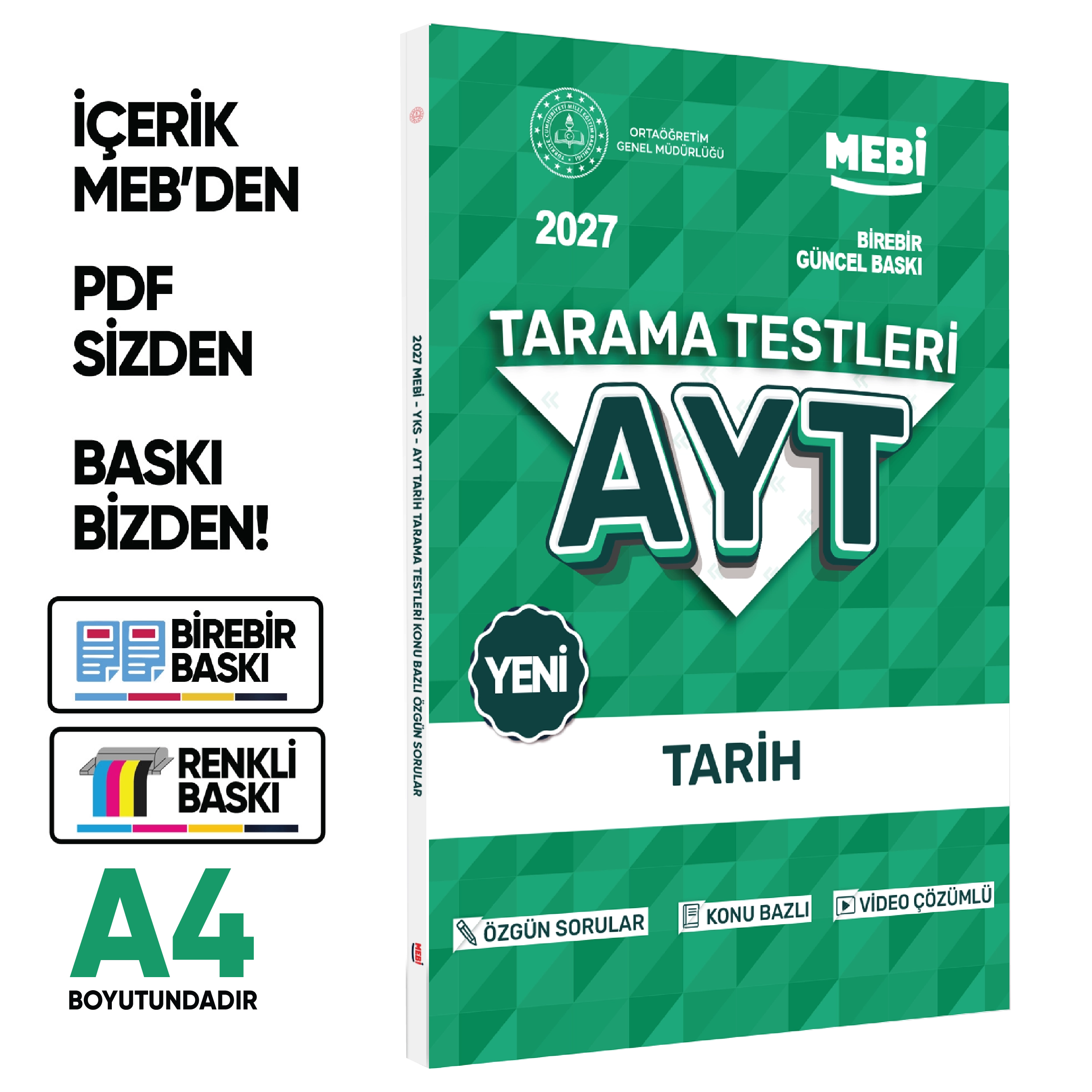 2027 YKS-AYT MEBİ-OGM 4lü Özgün Tarama Sözel (SÖZ) Test Kitabı SETİ A4 Boyut BASKI ÜCRETİ
