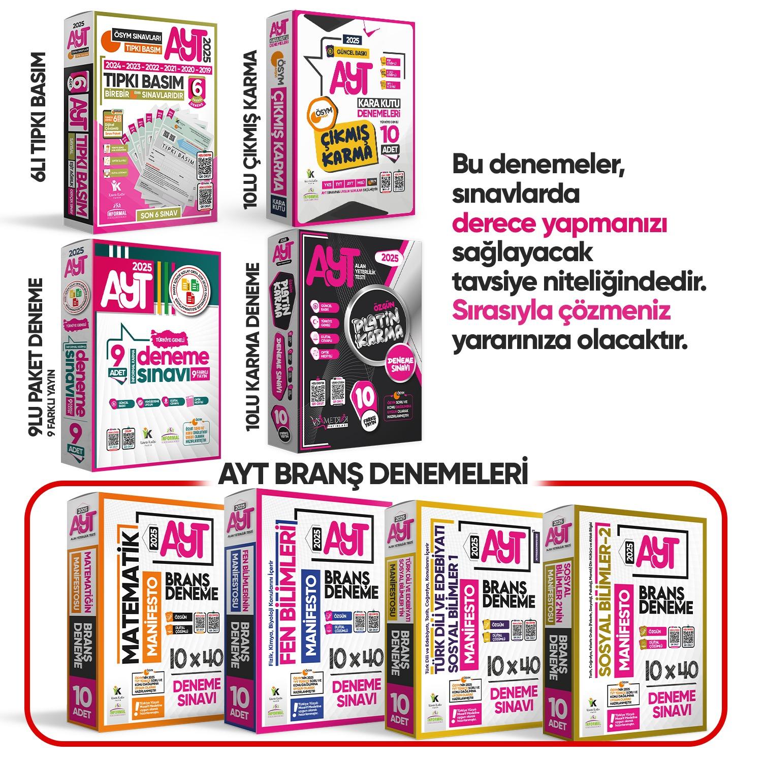 2025 YKS AYT Matematik Manifestosu BRANŞ Deneme Paketi 10lu Dijital Çözümlü