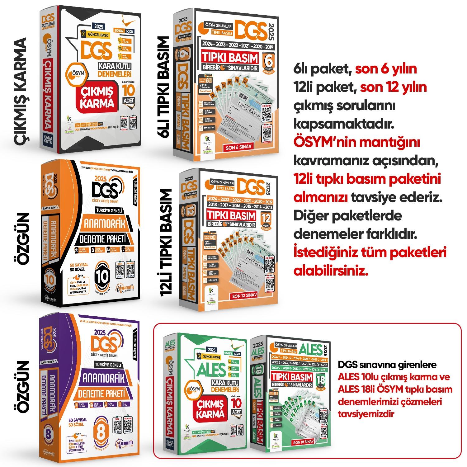 2026 DGS ÖSYM Çıkmış Soru 14lü Tıpkı Basım ve Anamorfik Özgün 18li (10+8) Deneme Paketi TG Çözümlü