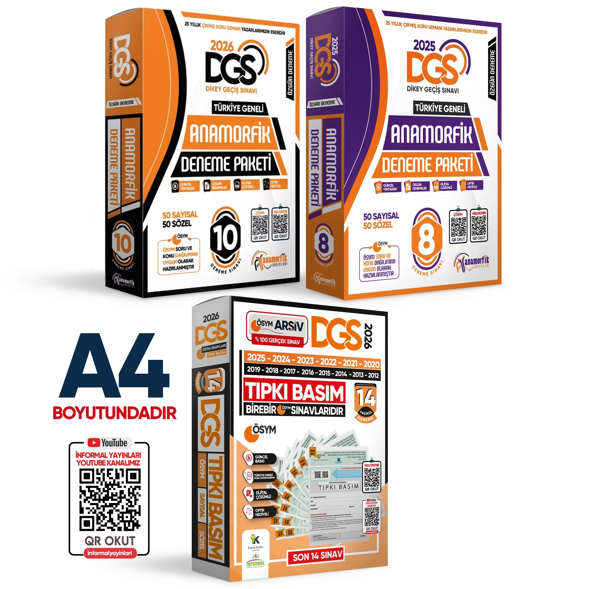 2026 DGS ÖSYM Çıkmış Soru 14lü Tıpkı Basım ve Anamorfik Özgün 18li (10+8) Deneme Paketi TG Çözümlü