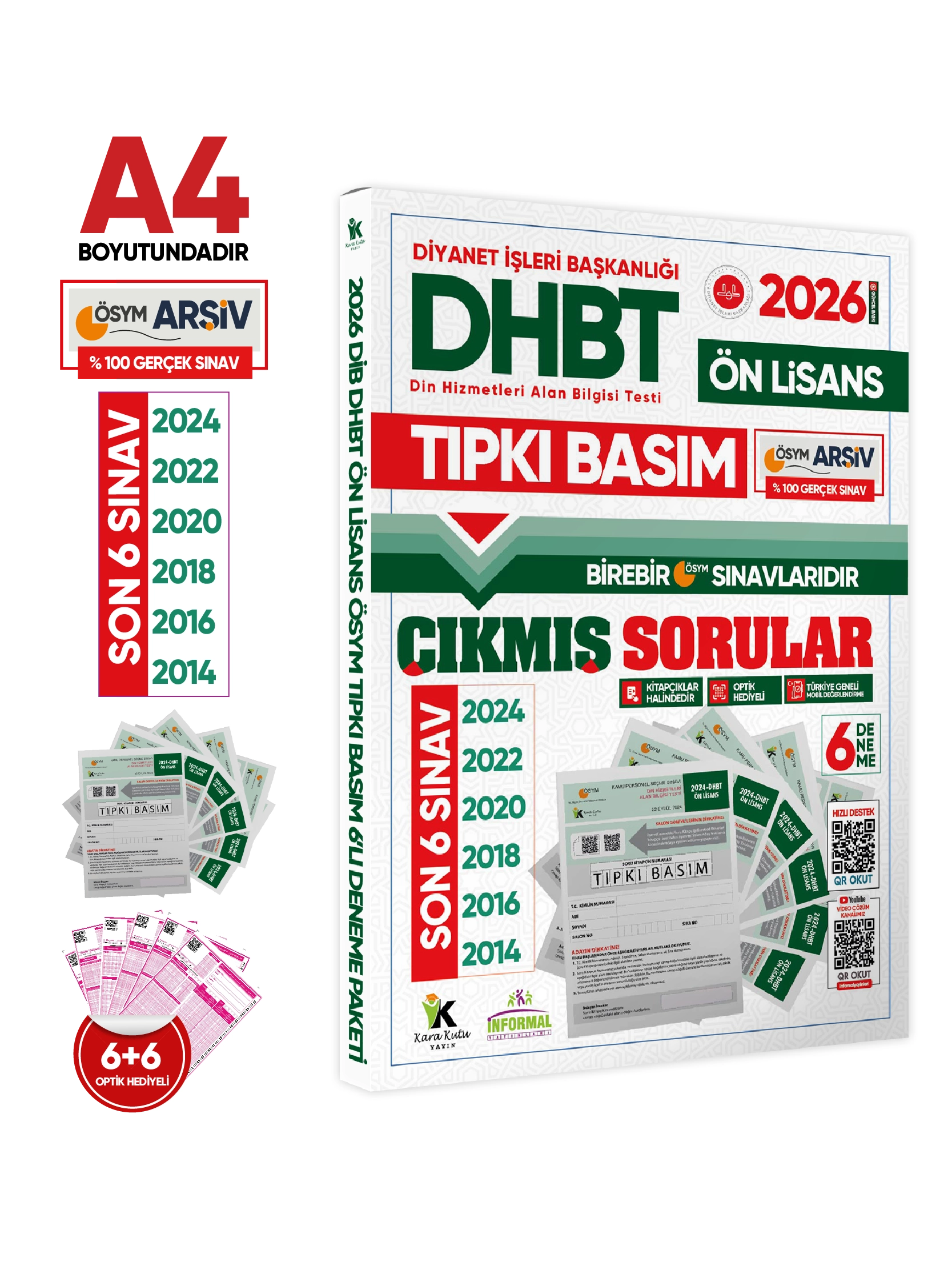 2026 KPSS-DHBT Lisans-ÖnLisans-Ortaöğretim ÖSYM Çıkmış Soru Tıpkı Basım(6+6+6)Kitapçık TG Deneme SETİ