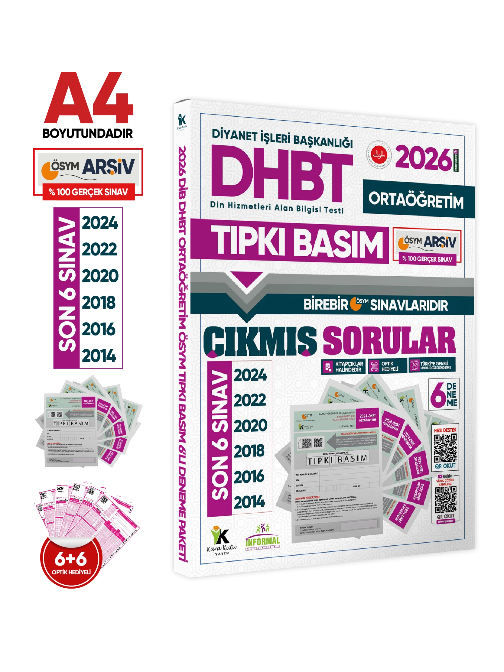 2026 KPSS-DHBT Lisans-ÖnLisans-Ortaöğretim ÖSYM Çıkmış Soru Tıpkı Basım(6+6+6)Kitapçık TG Deneme SETİ