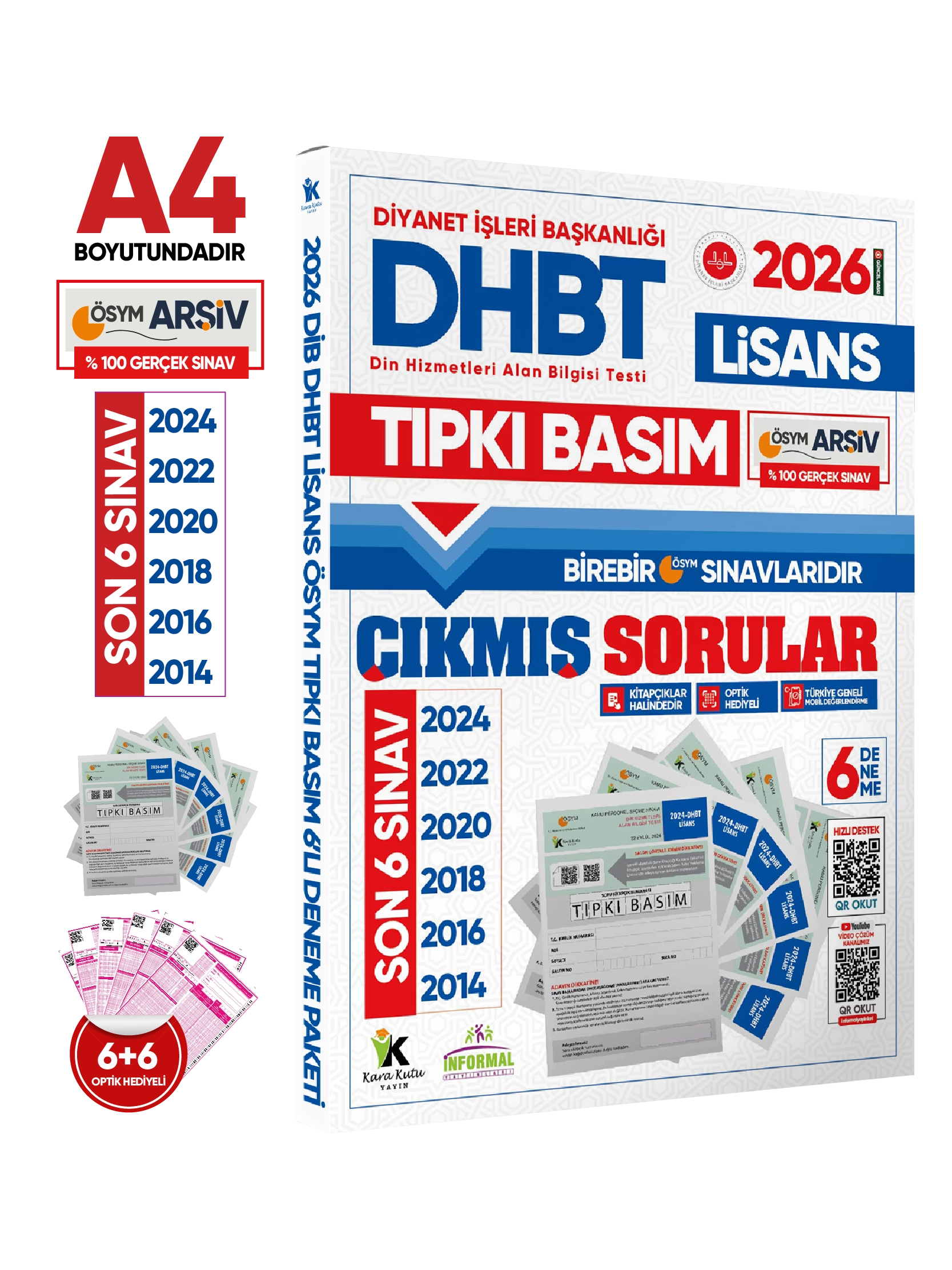 2026 KPSS-DHBT Lisans-ÖnLisans-Ortaöğretim ÖSYM Çıkmış Soru Tıpkı Basım(6+6+6)Kitapçık TG Deneme SETİ