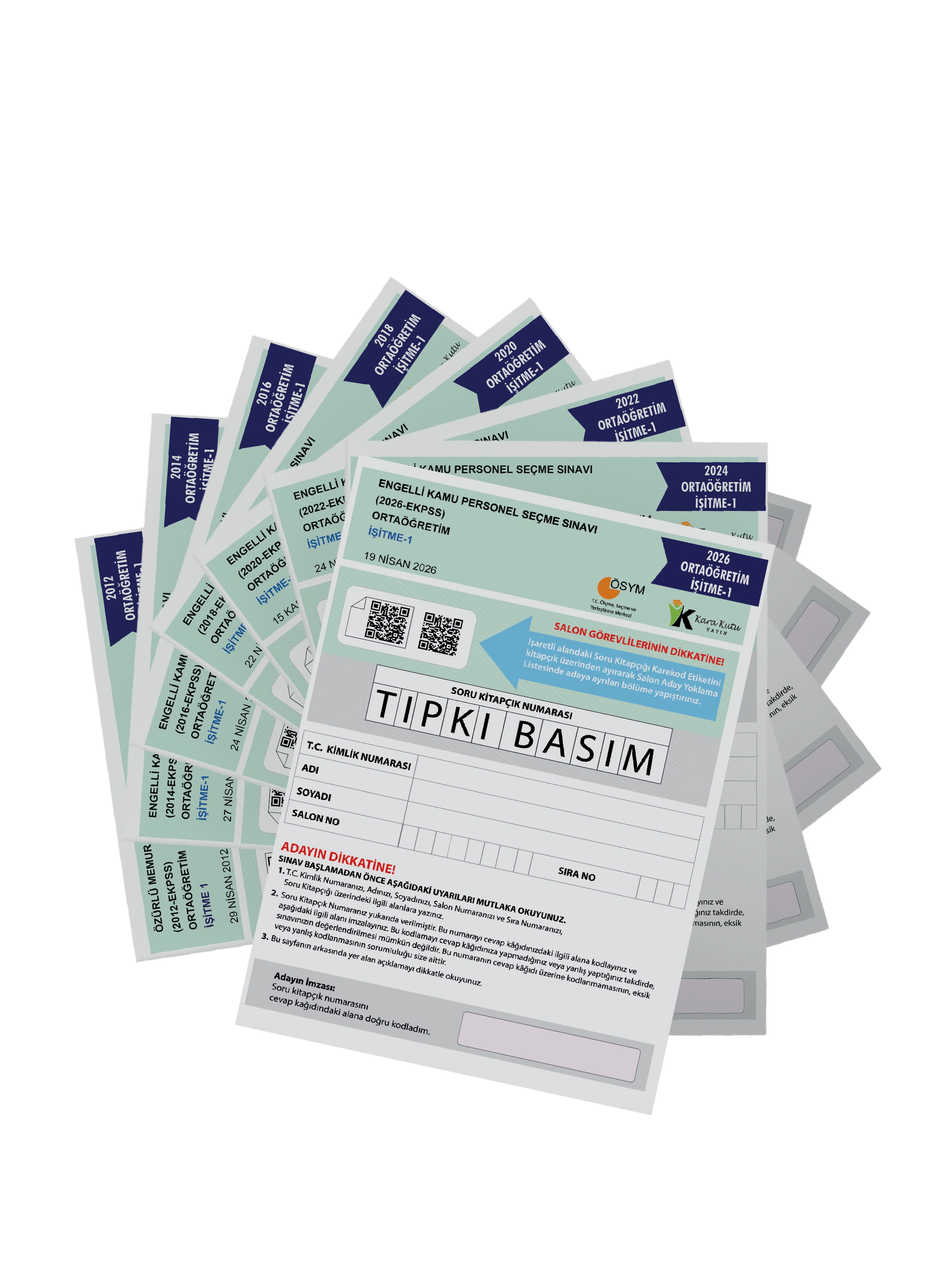 2028 EKPSS Ortaöğretim İşitme-1 ÖSYM Çıkmış Soru Tıpkı Basım Soru Kitapçıkları 8li TG Deneme Paketi