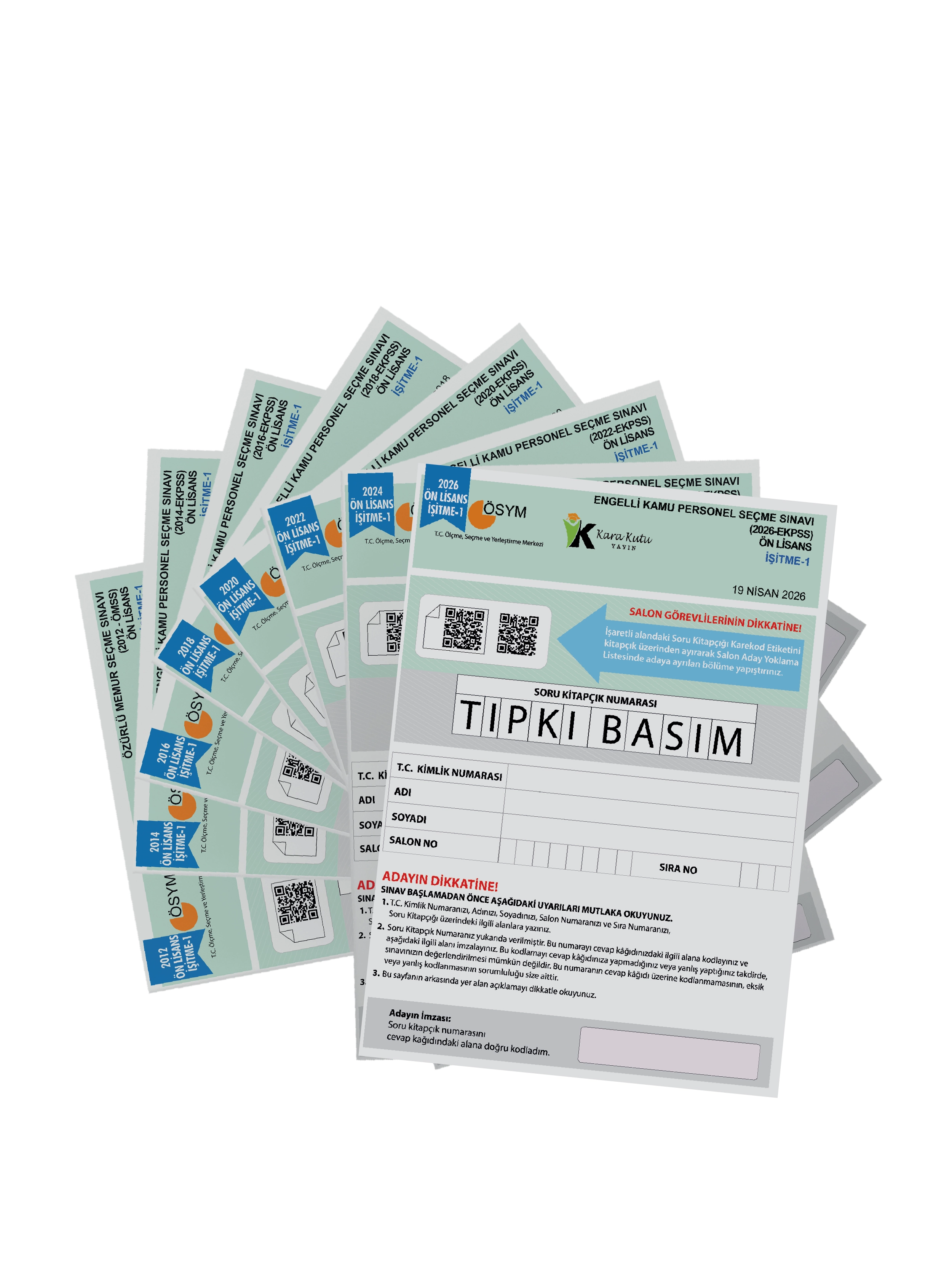 2028 EKPSS Ön Lisans İşitme-1 ÖSYM Çıkmış Soru Tıpkı Basım Soru Kitapçıkları 8li TG Deneme Paketi