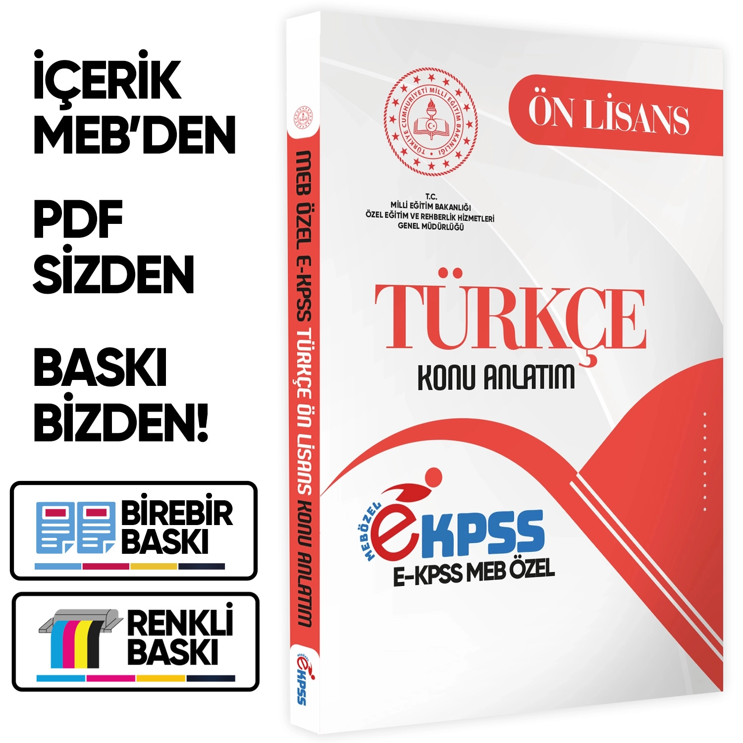 2026 MEB Özel EKPSS Önlisans-Ortaöğretim TÜRKÇE Konu Anlatımı Kitabı(A4 Büyük Boyut)BASKI ÜCRETİ