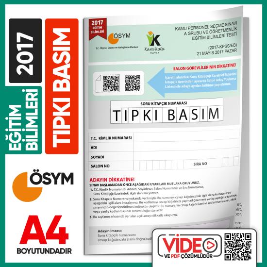 2017 MEB-AGS Eğitim Bilimleri ÖSYM Tıpkı Basım Çıkmış Soru Kitapçığı Video/PDF Çözümlü Türkiye Geneli