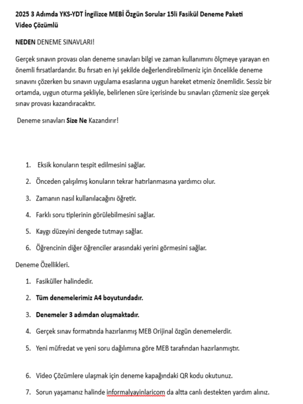 2025%203%20Adım%20YKS-YDT%20İngilizce%20MEBİ%20Özgün%20Sorular%2015li%20Deneme%20Kitapçık%20Fasikül%20Paketi%20Video%20Çözümlü
