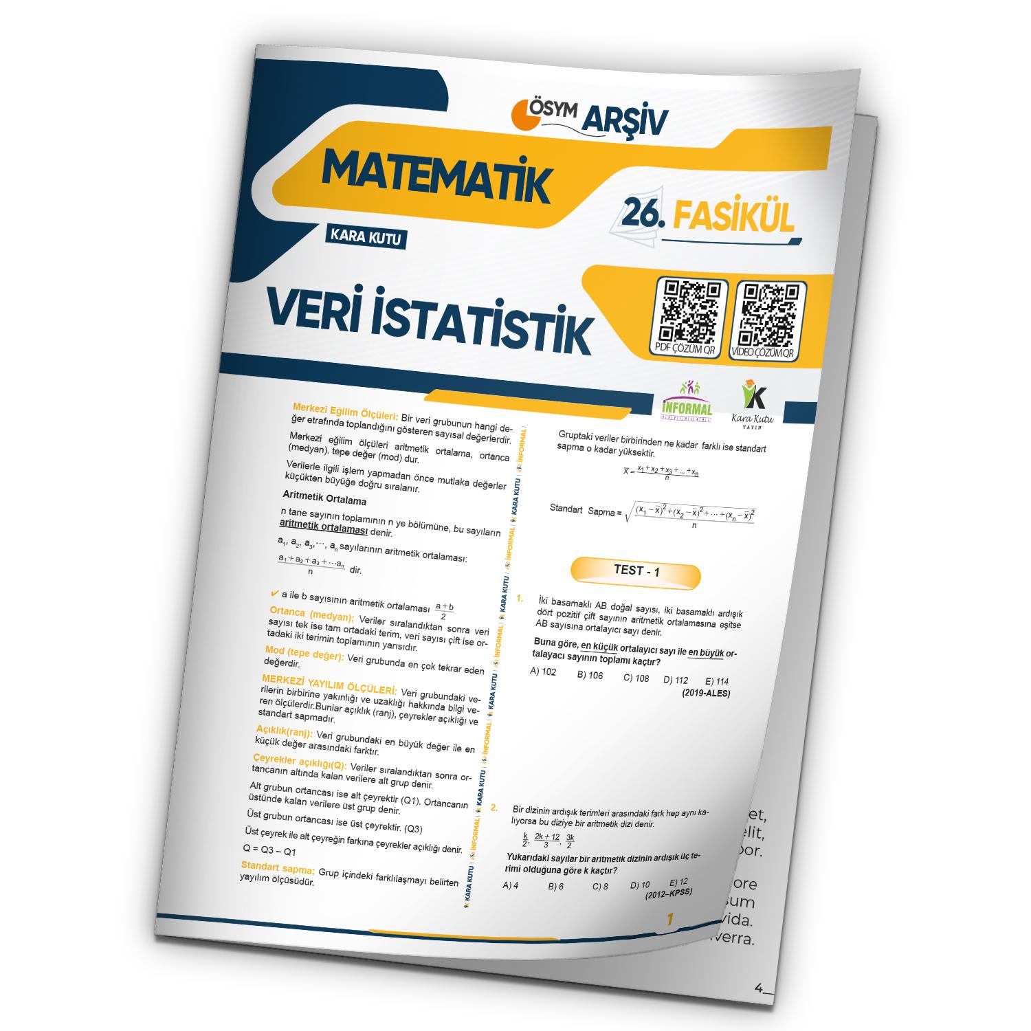 2025 TYT Matematik Veri İstatistik ÖSYM Çıkmış Soru Bankası Modüler Set Çözümlü 26.Fasikülü