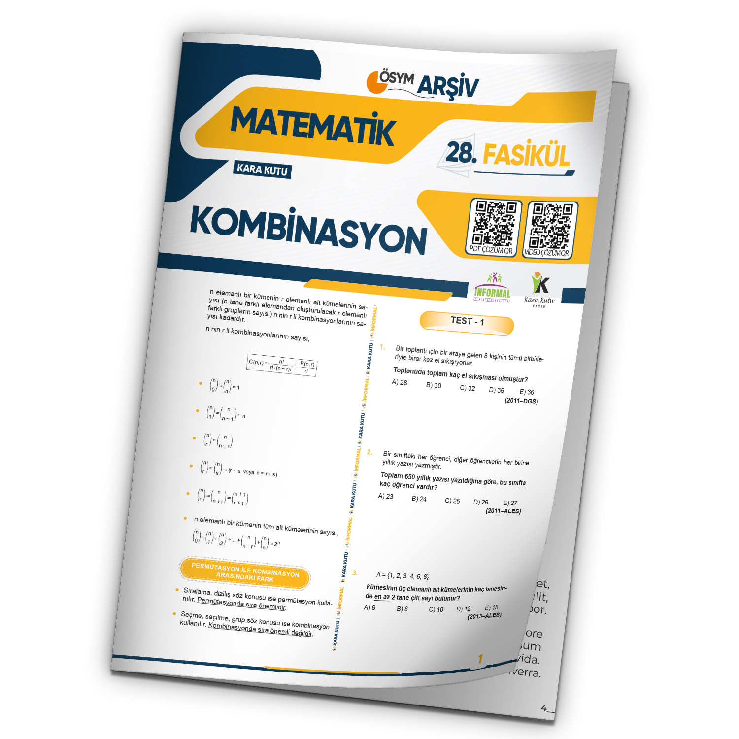 2025 KPSS Matematik Kombinasyon ÖSYM Çıkmış Soru Bankası Modüler Set Çözümlü 28.Fasikülü