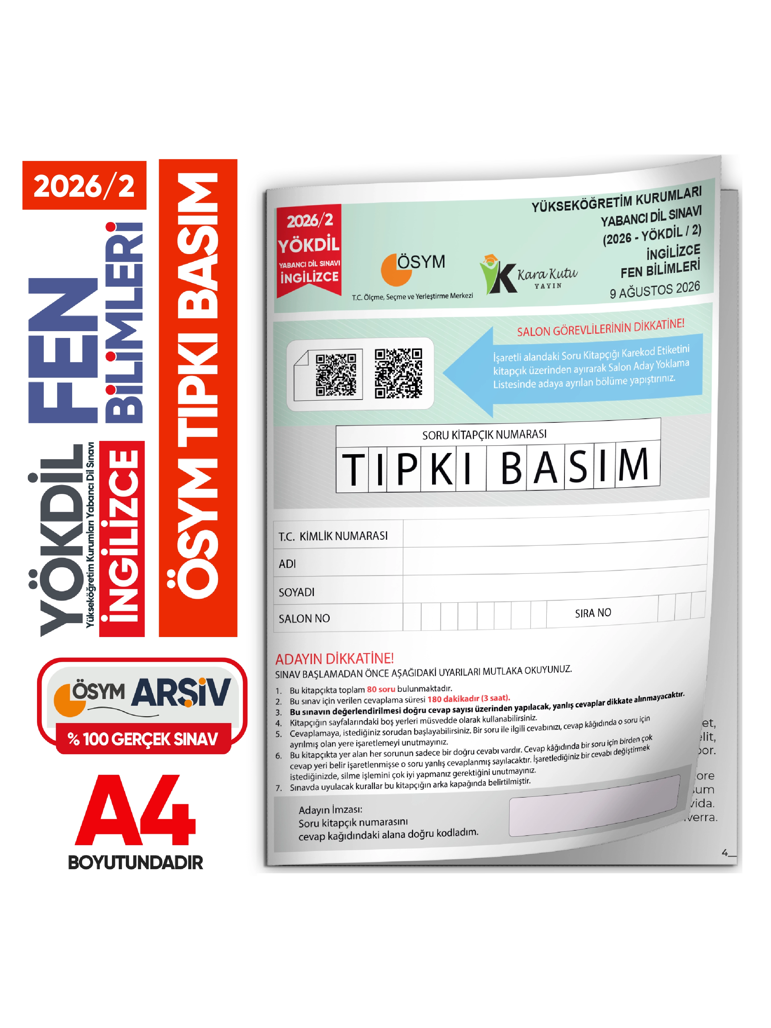 2026/2 YÖKDİL İngilizce FEN BİLİMLERİ ÖSYM Çıkmış Soru Tıpkı Basım Deneme Kitapçığı Türkiye Geneli