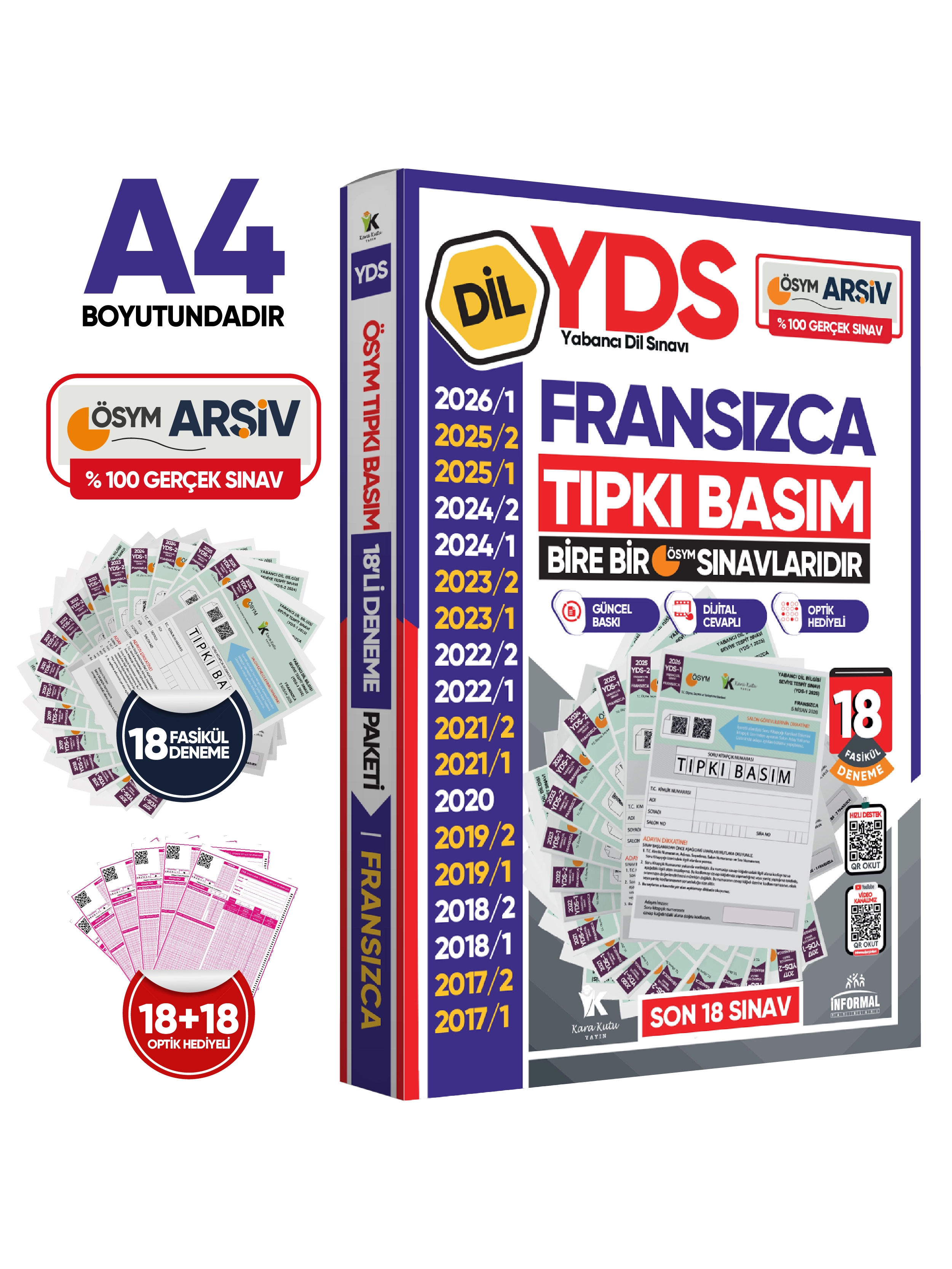 2026 YDS Fransızca ÖSYM Tıpkı Basım Çıkmış Soru Deneme Paketi Dijital Çözümlü 18li Fasikül SETİ