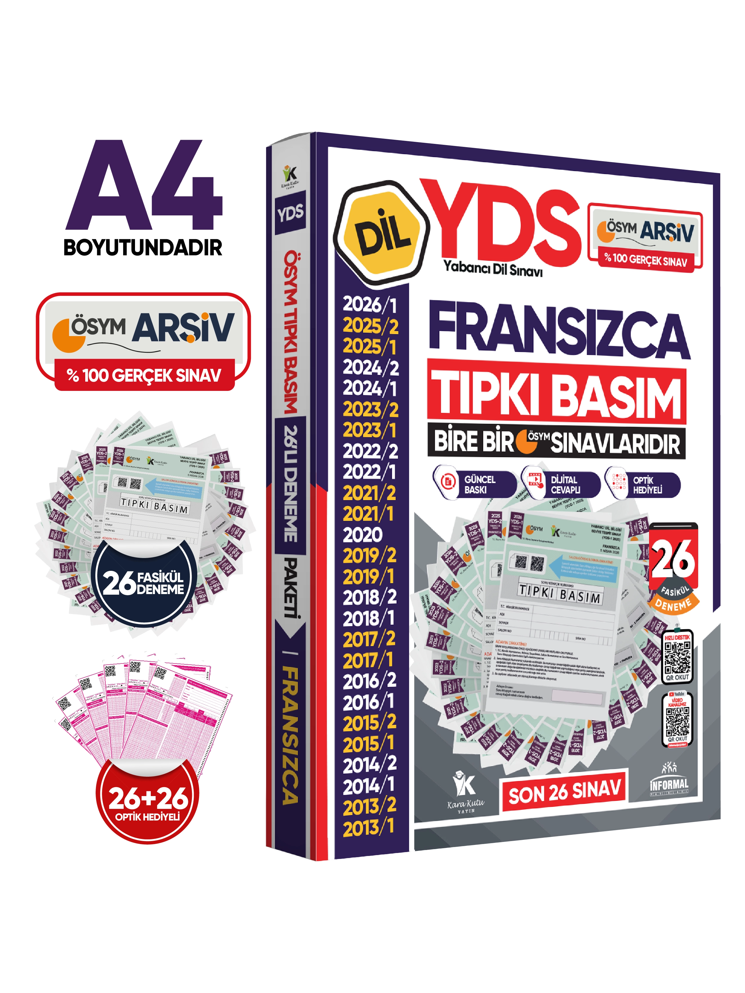 2026 YDS Fransızca ÖSYM Tıpkı Basım Çıkmış Soru Deneme Paketi Dijital Çözümlü 26lı Fasikül SETİ