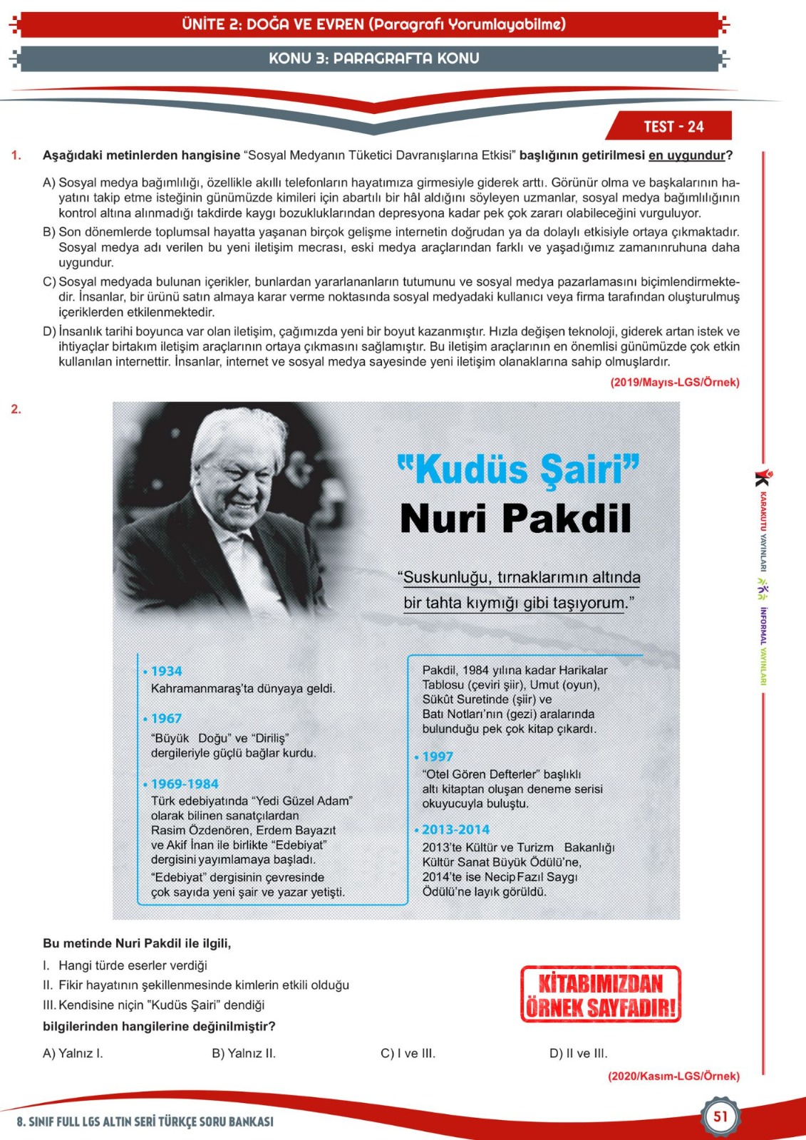 2026 8.Sınıf Full LGS Altın Seri (FULAS) TÜRKÇE MEB Çıkmış Soru Bankası Modüler Seti PDF/Video Çözümlü