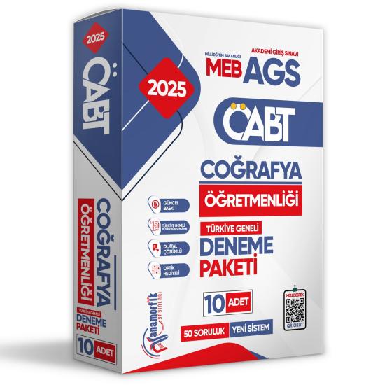 2025 MEB-AGS ÖABT YENİ SİSTEM COĞRAFYA Öğretmenliği 10lu Paket Deneme Çözümlü Türkiye Geneli